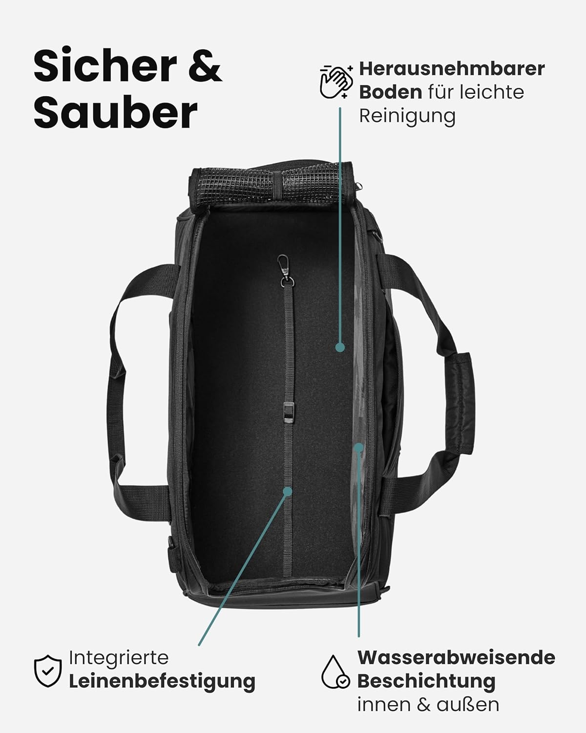 Hundetransportbox bis 12kg für Flugreisen, Schwarz