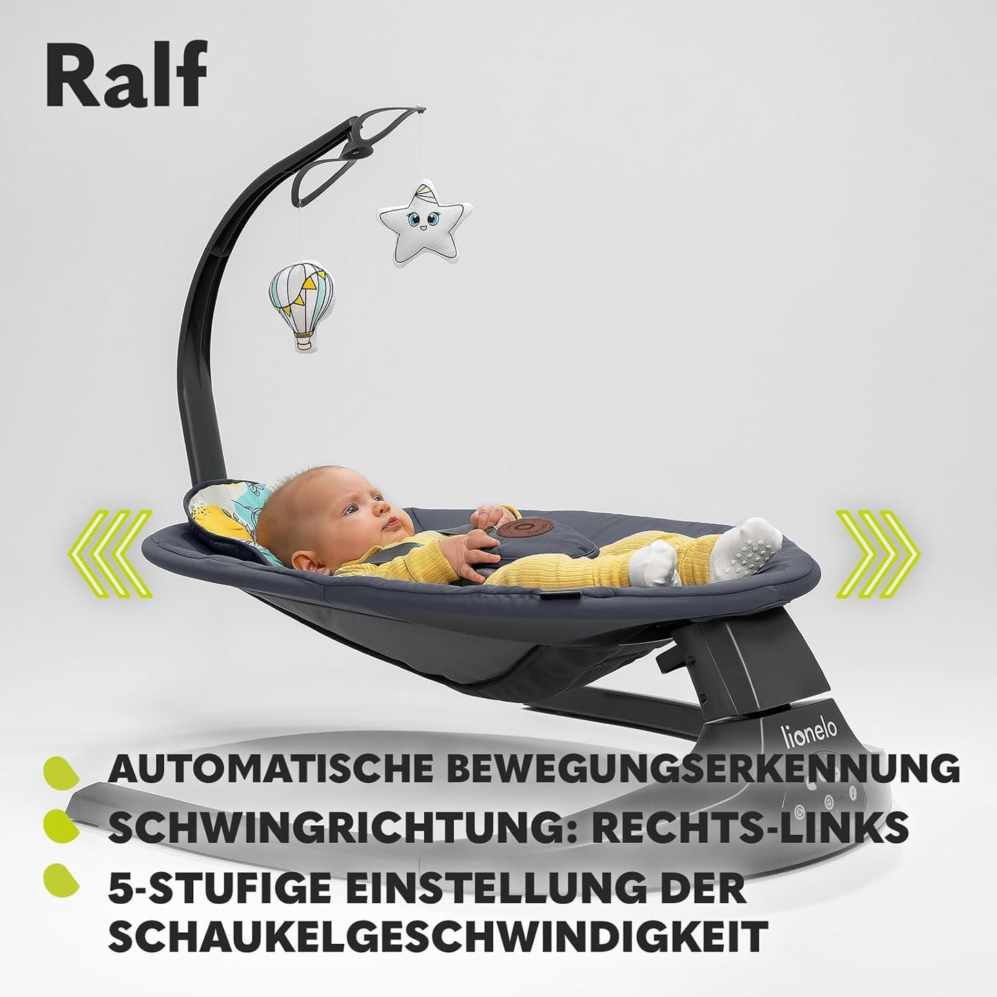 2-in-1 Babywippe und Liegestuhl - Ralf, ‎Grau Weiss
