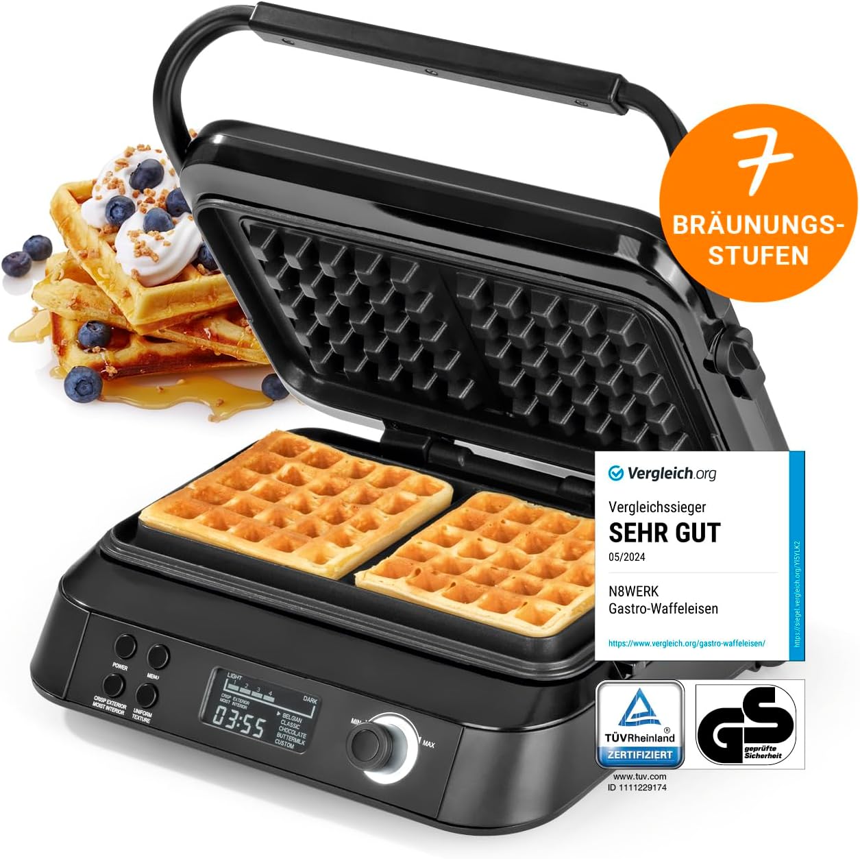 Midnight Edition Waffeleisen für Belgische Waffeln, 5 Programme