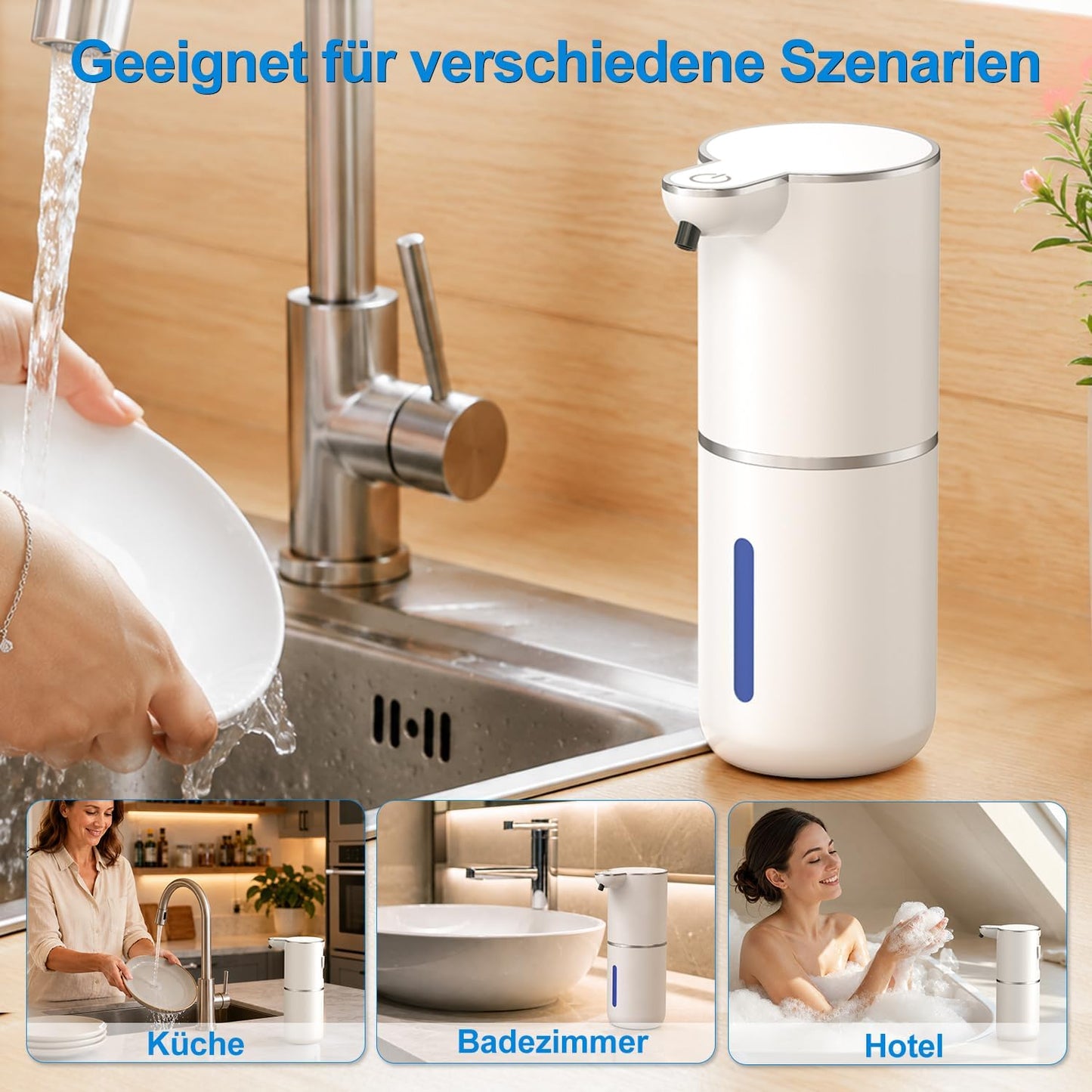 Automatischer Flüssigseifenspender mit Sensor, Perlweiss Flüssigetyp