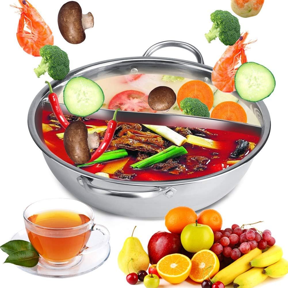 Hot Pot Wok mit Trennwand, 12.59in