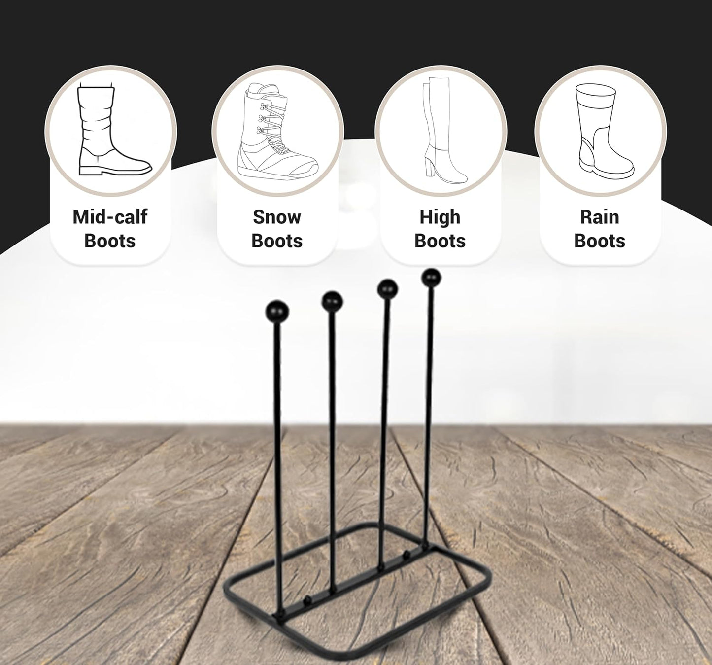 Stiefelregal, 2 Paar Stiefel Zahnstange