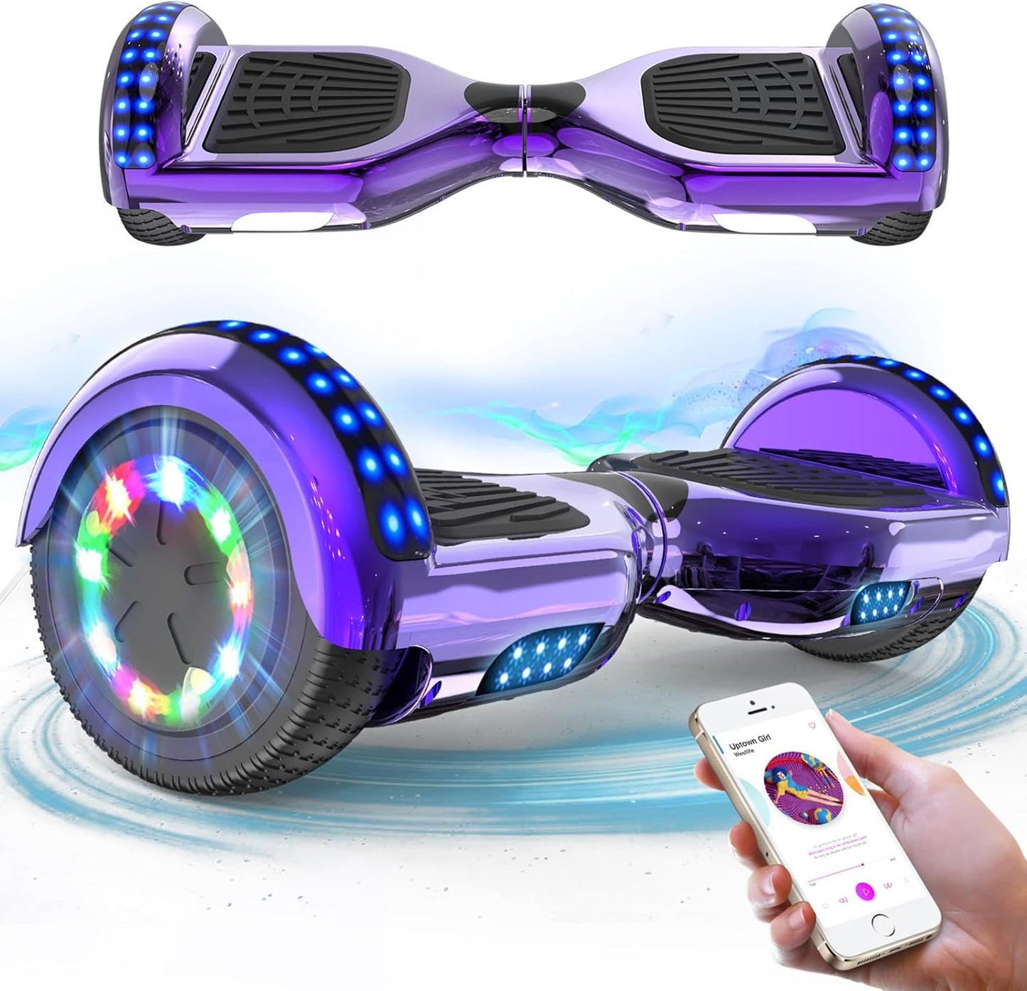 Hoverboard mit LED, Chrom Lila
