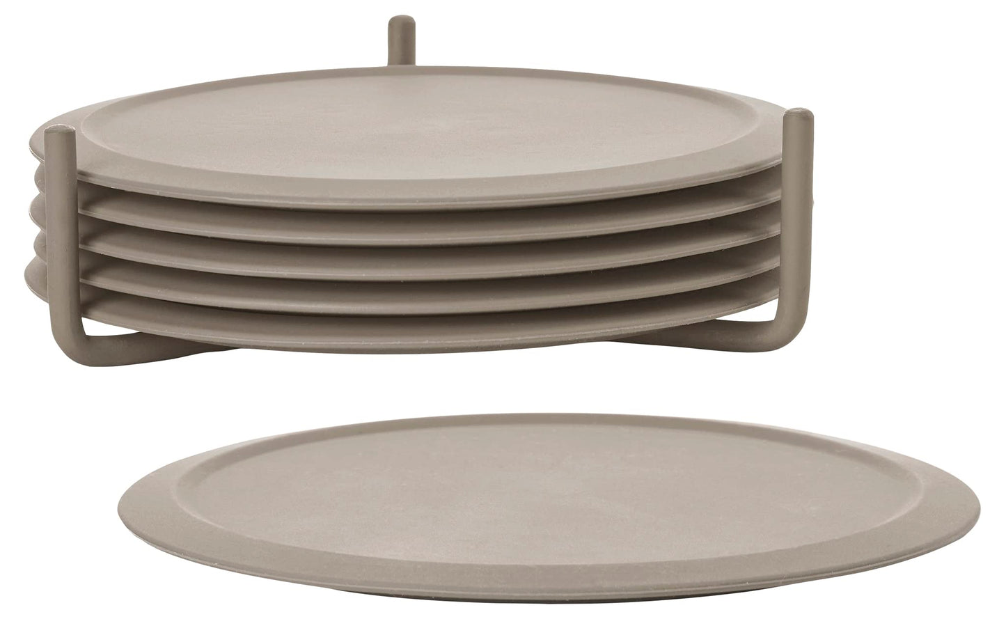 Glasuntersetzer, 6 Stück, Diameter 10 cm, Height 3.1 cm Taupe