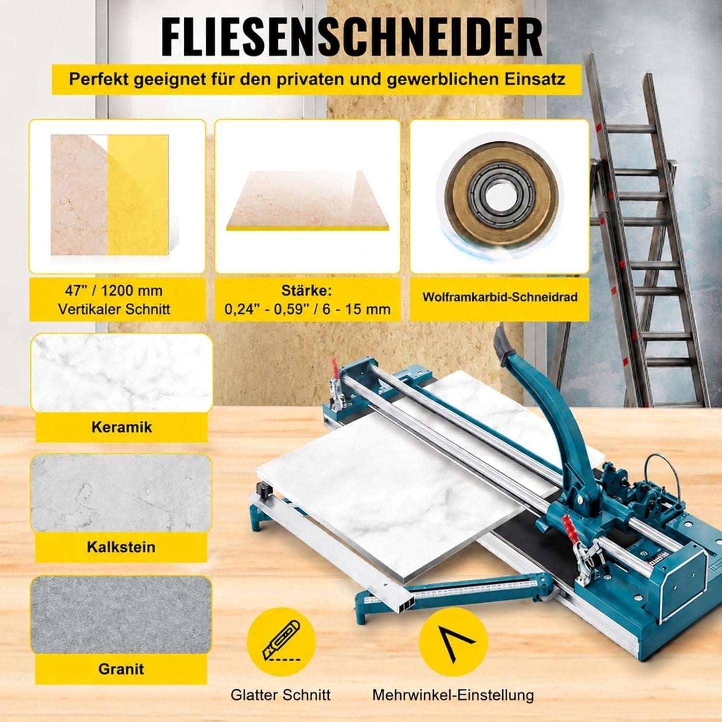 Manueller Fliesenschneider für Boden- und Wandfliesen