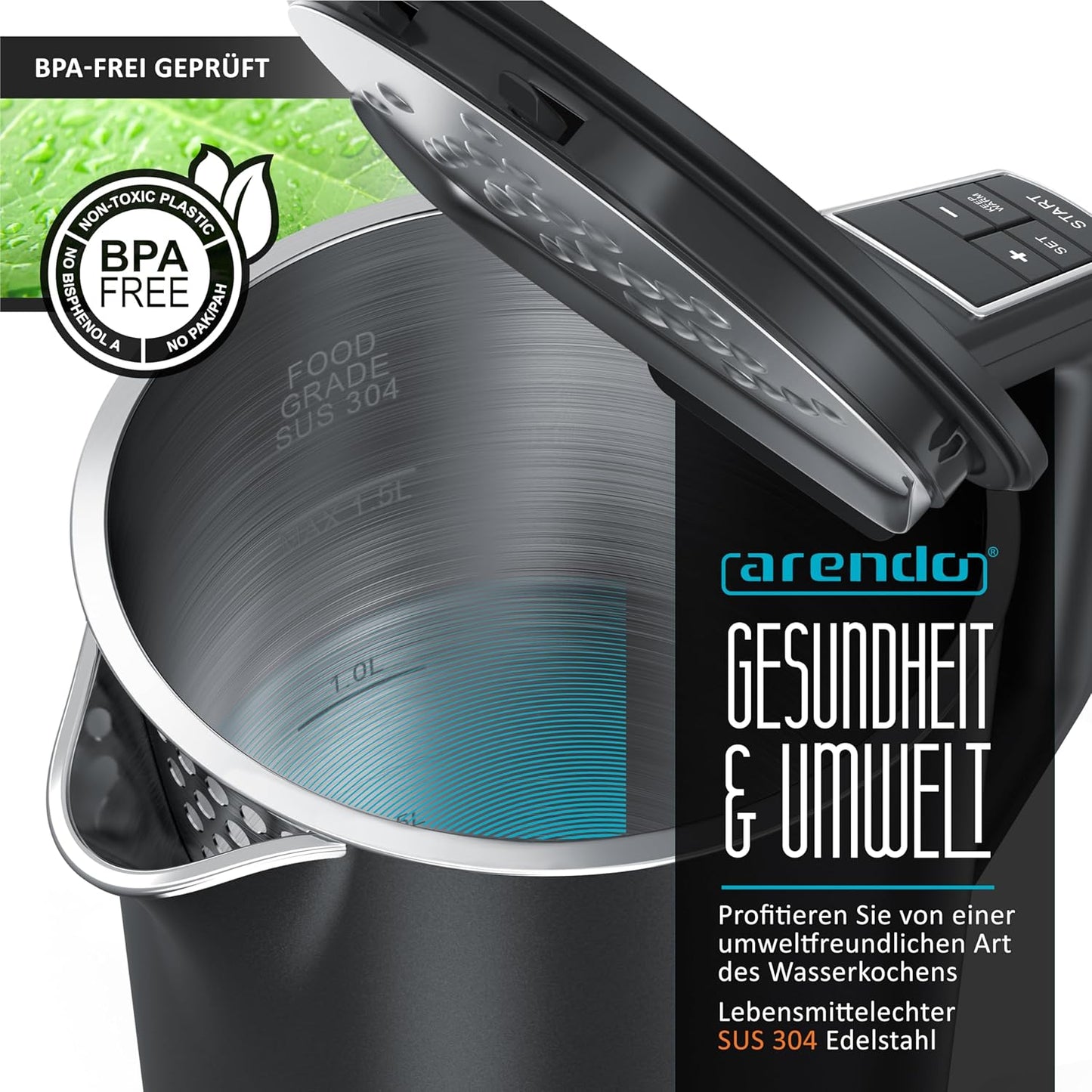 Wasserkocher Elegant mit Temperatureinstellung, G: Pearl Grey, 1.5 Liter