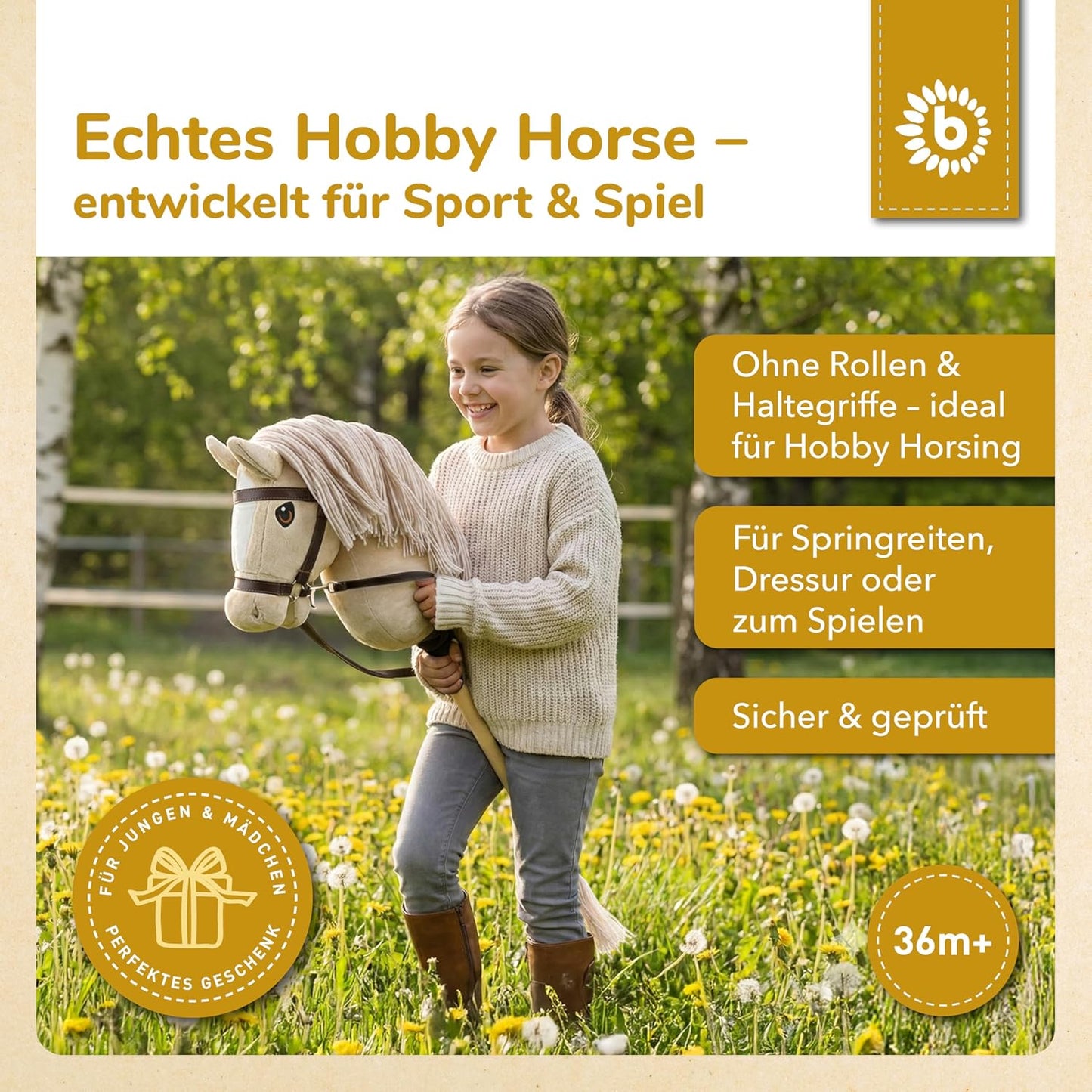 Hobby Horse Steckenpferd, Beige Small