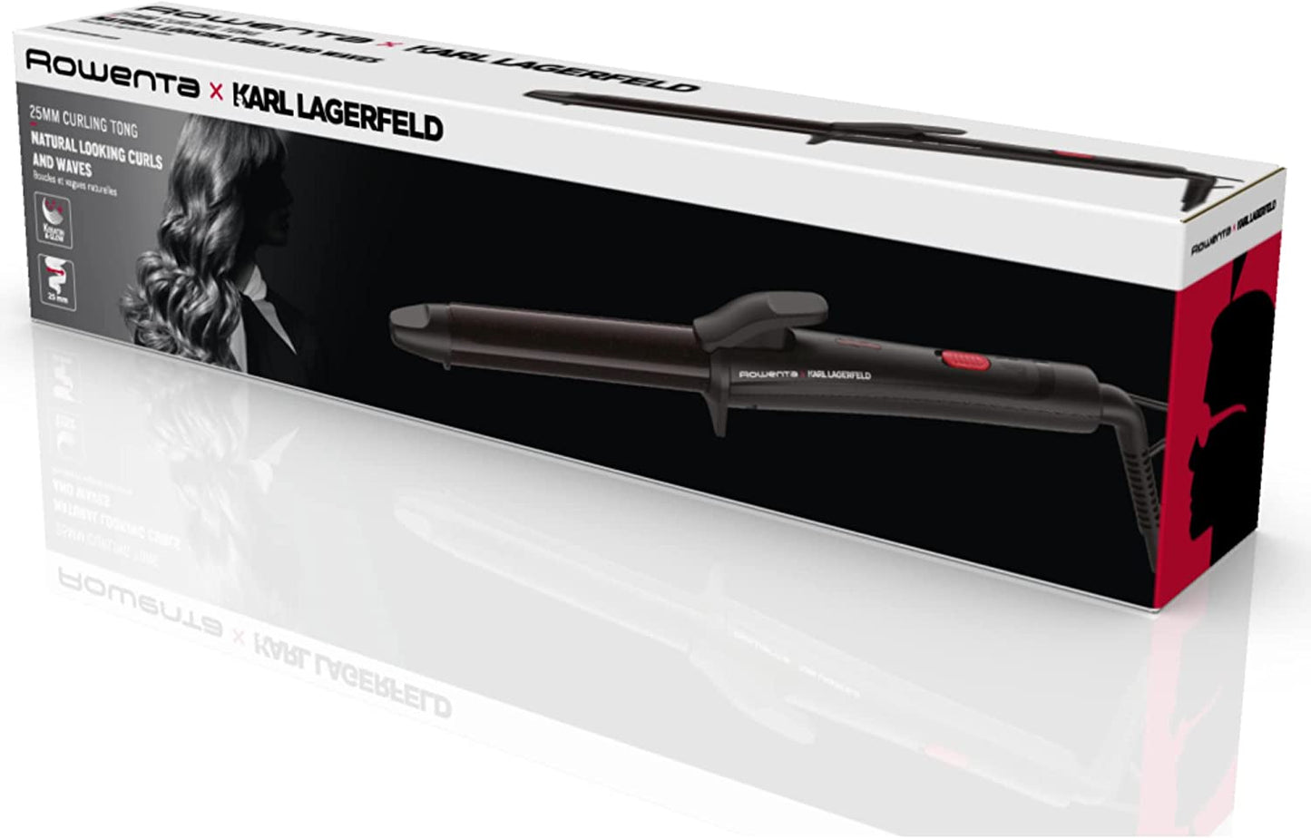 KARL LAGERFELD 25mm Lockenstab CF321L, Schwarz & Rot | 25mm