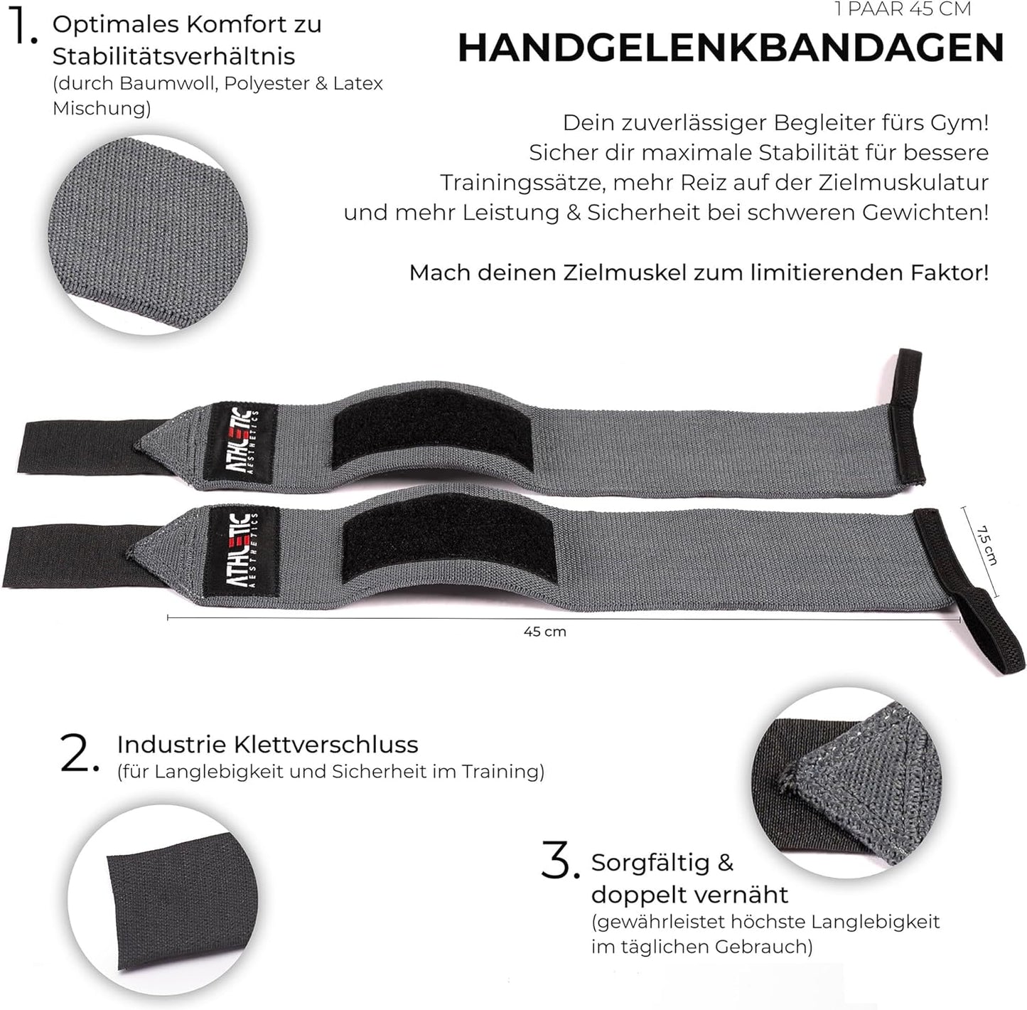 Handgelenkbandagen, Dunkelgrau