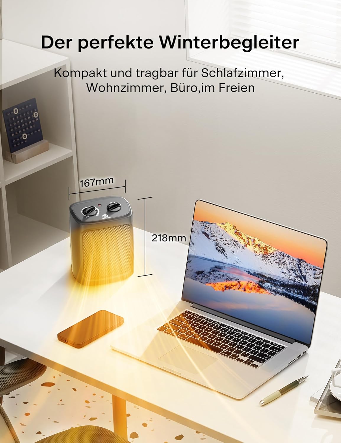 Mini Heizlüfter, Schwarz 16a