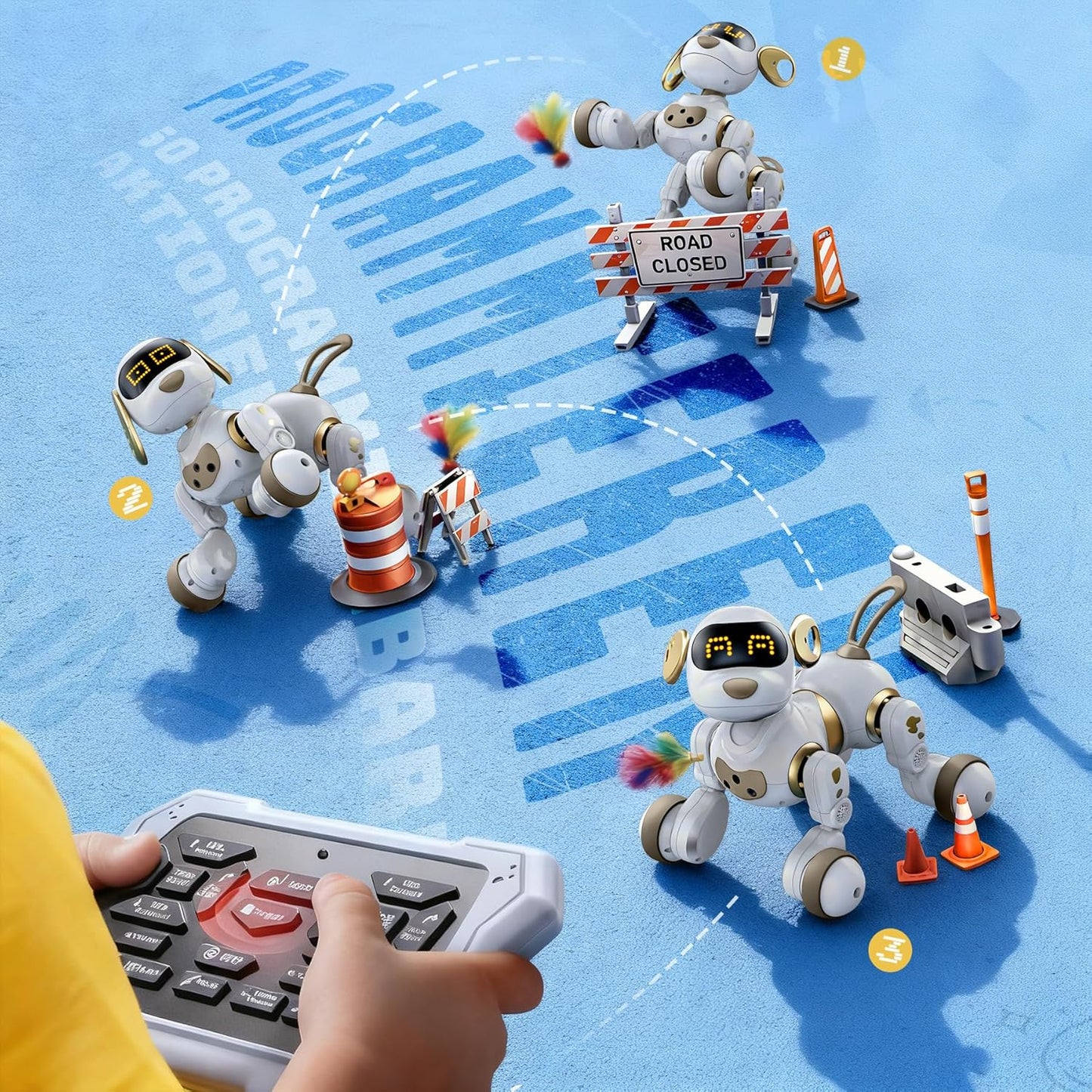 Interaktiver Roboterhund, Weiss-gold