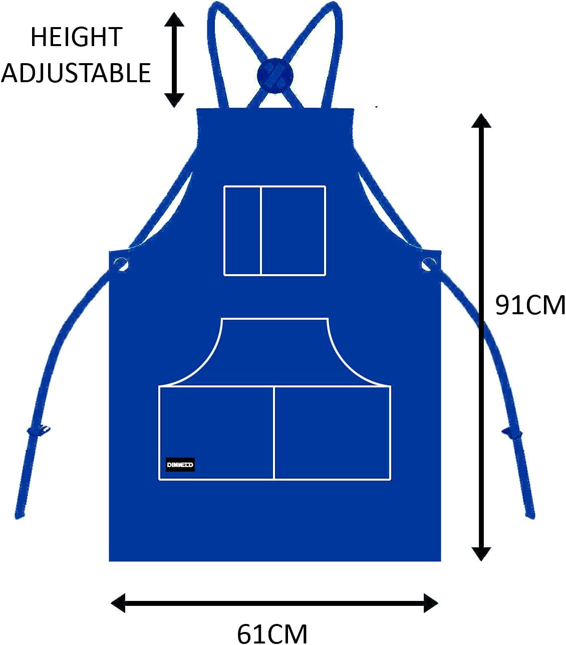 Schweisserschürze aus Leder mit Werkzeugtaschen, Blau