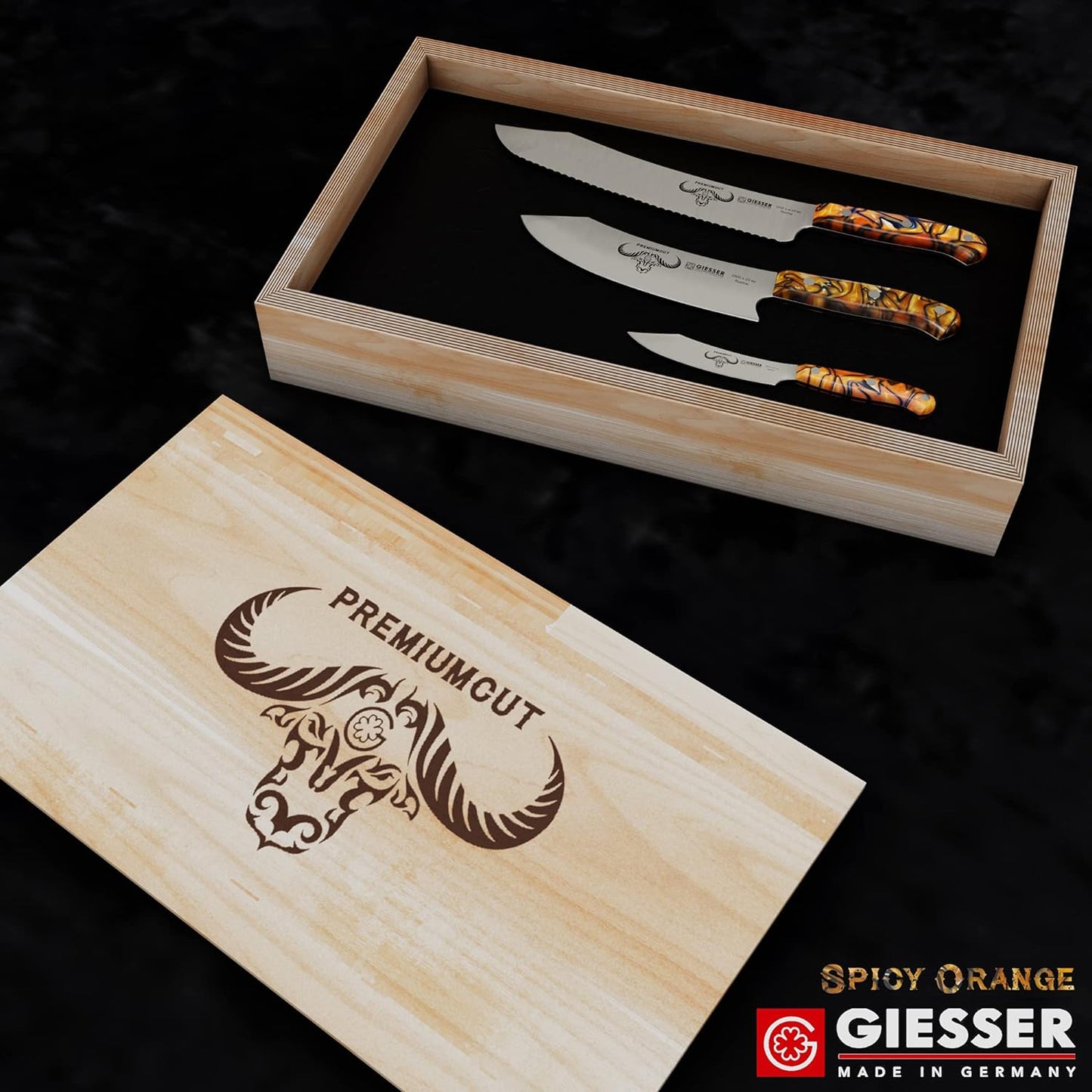 Messer Set, Orange, 3 Teilig