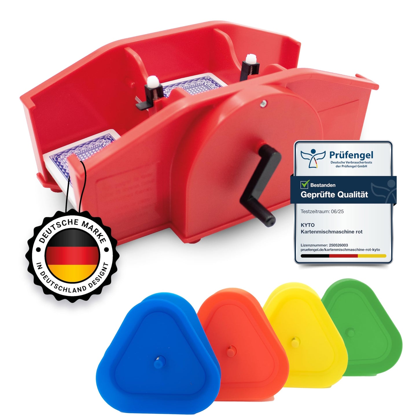 Manuelle Kartenmischmaschine mit 4 Kartenhaltern, Mehrfarbig