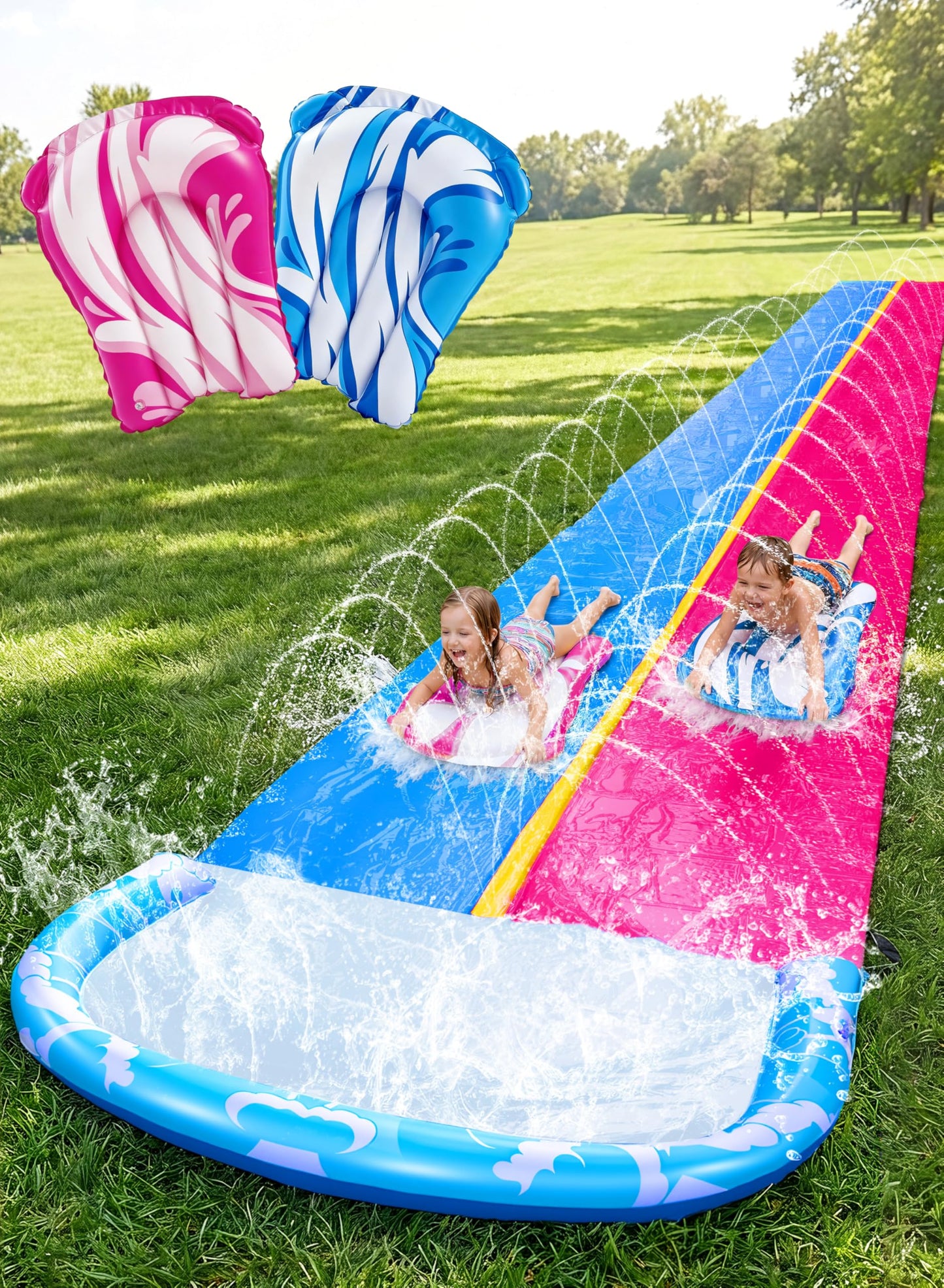 Wasserrutsche mit Bodyboards, 685,8 cm Blau, Rosa