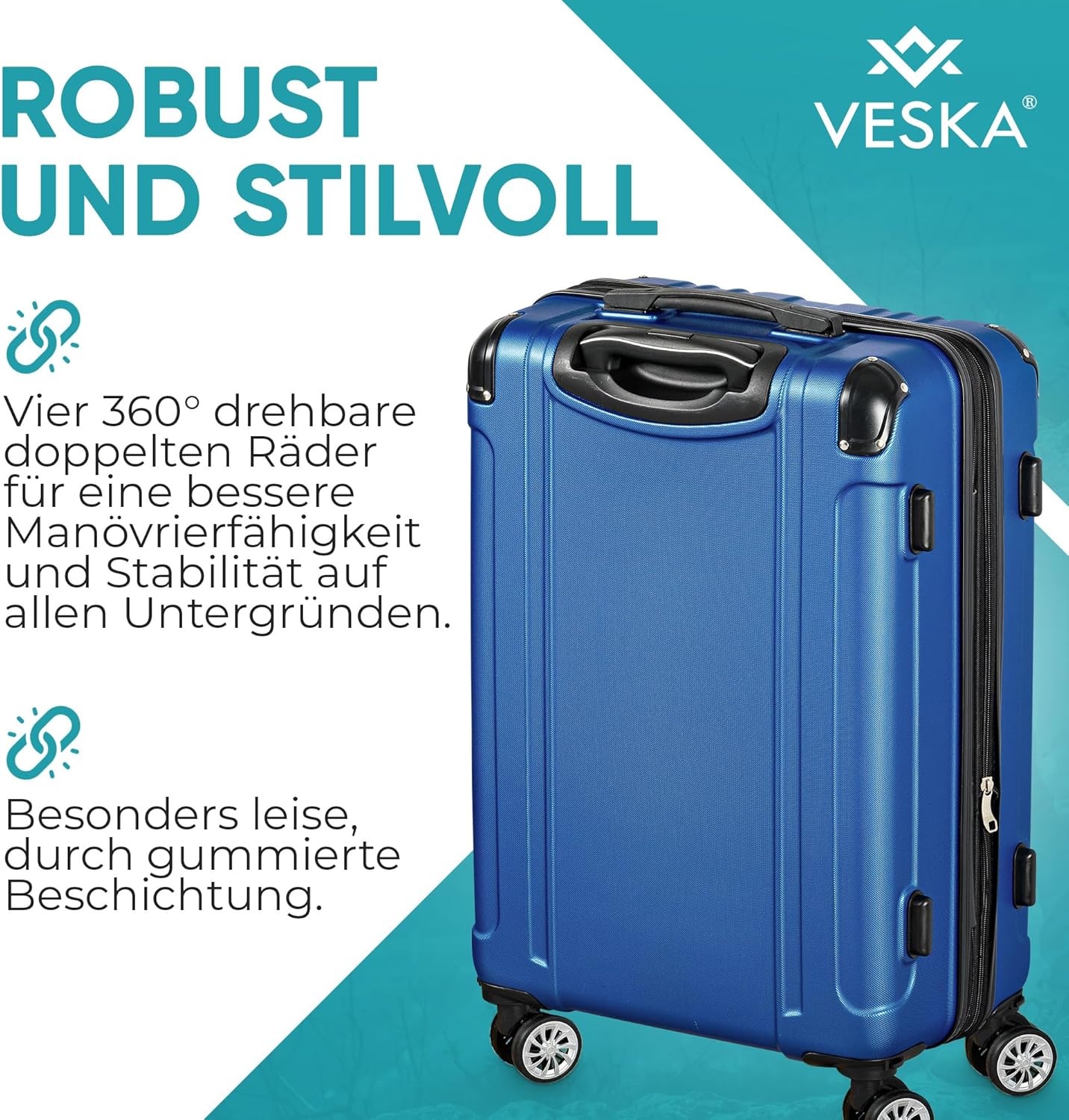 3-teiliges Hartschalenkoffer-Set, Nebel-blau
