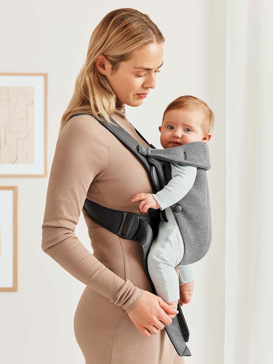 Babytrage Mini, ergonomisch und bequem, 3D-Jersey, Dunkelgrau