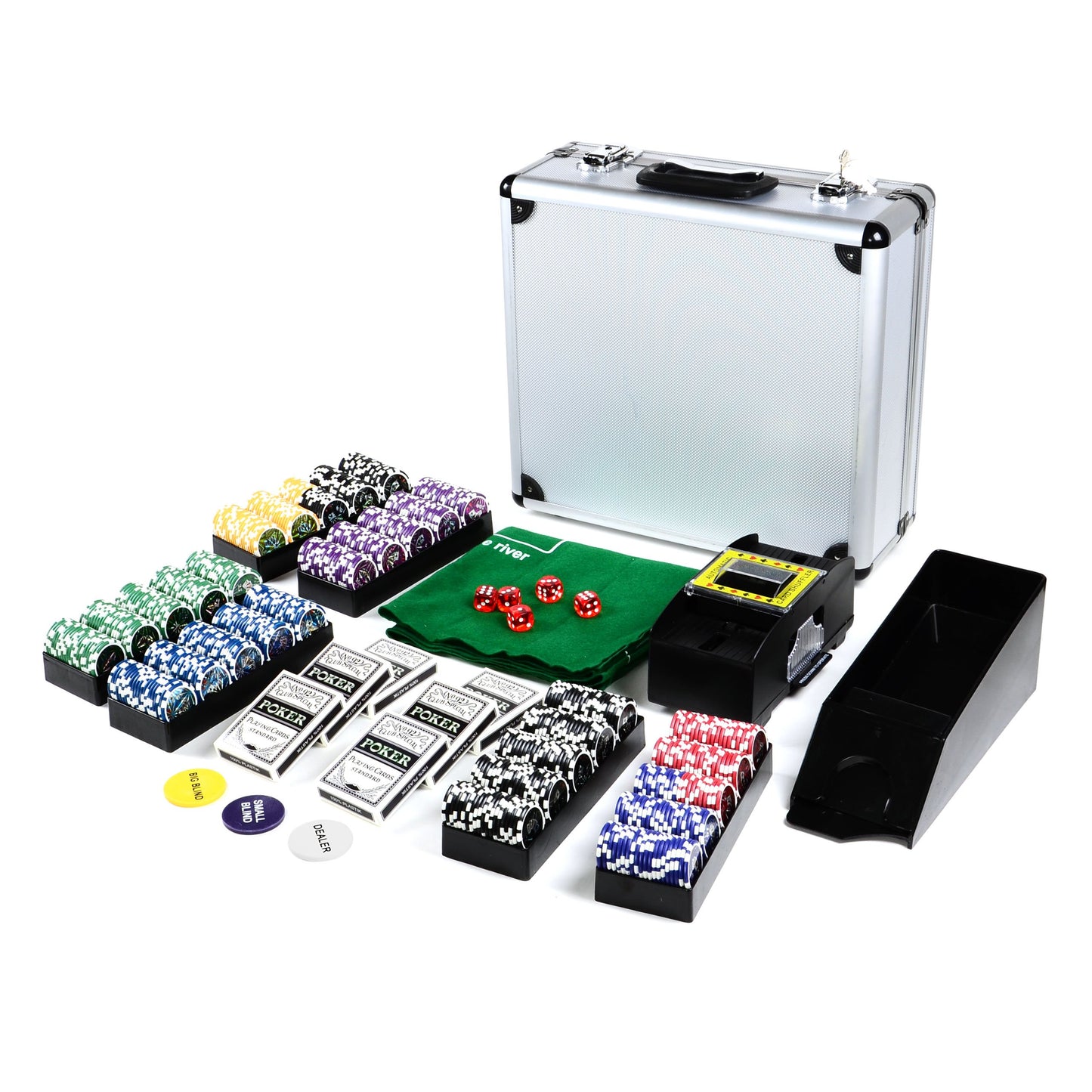 DeLuxe Pokerkoffer mit 600 Chips & Zubehör-Set