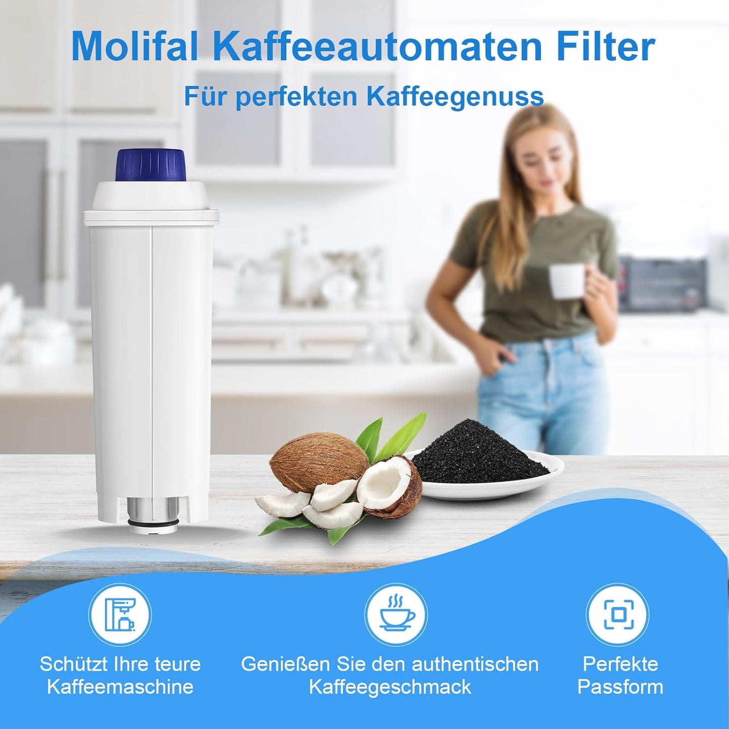 Ersatz-Wasserfilter für Delonghi Kaffeevollautomaten (6 Stück), 6
