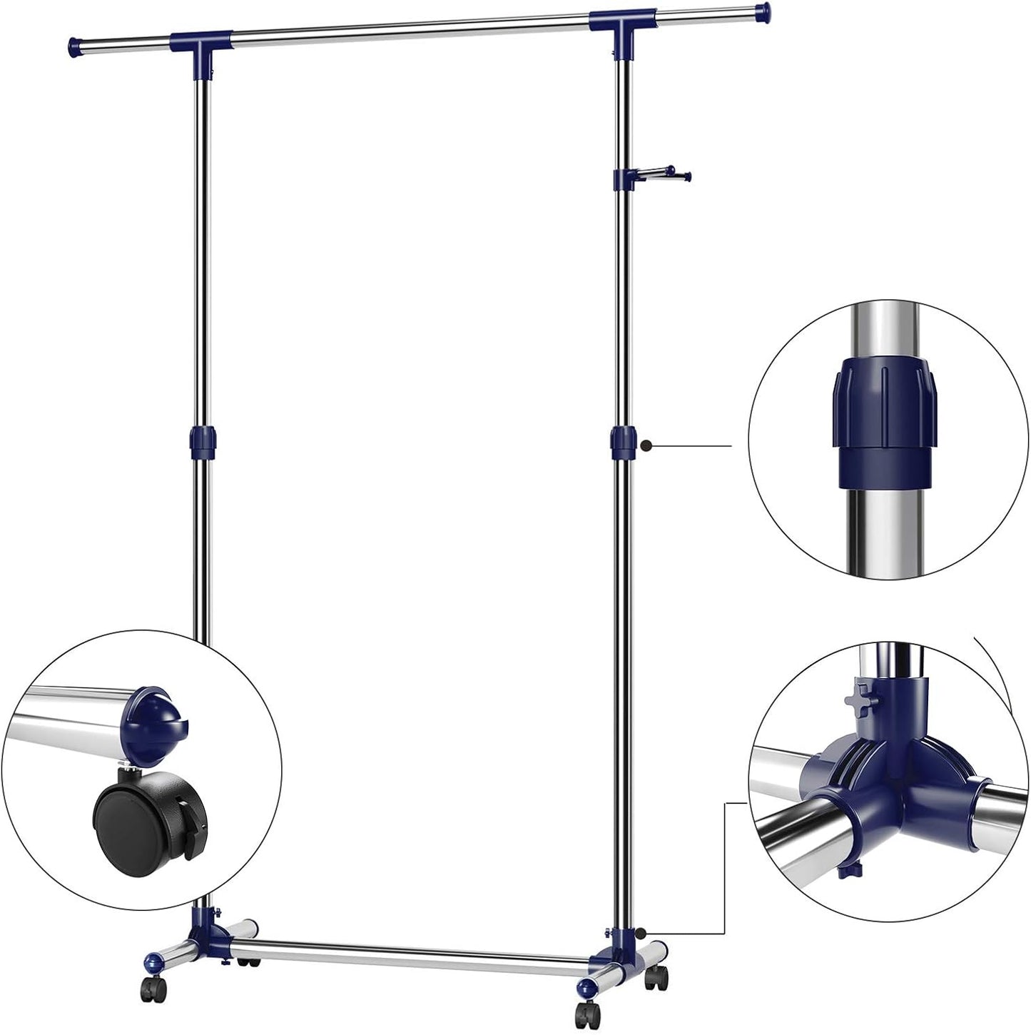 Höhenverstellbarer Kleiderständer, Blue 44 x (87-150) x (97-165) cm