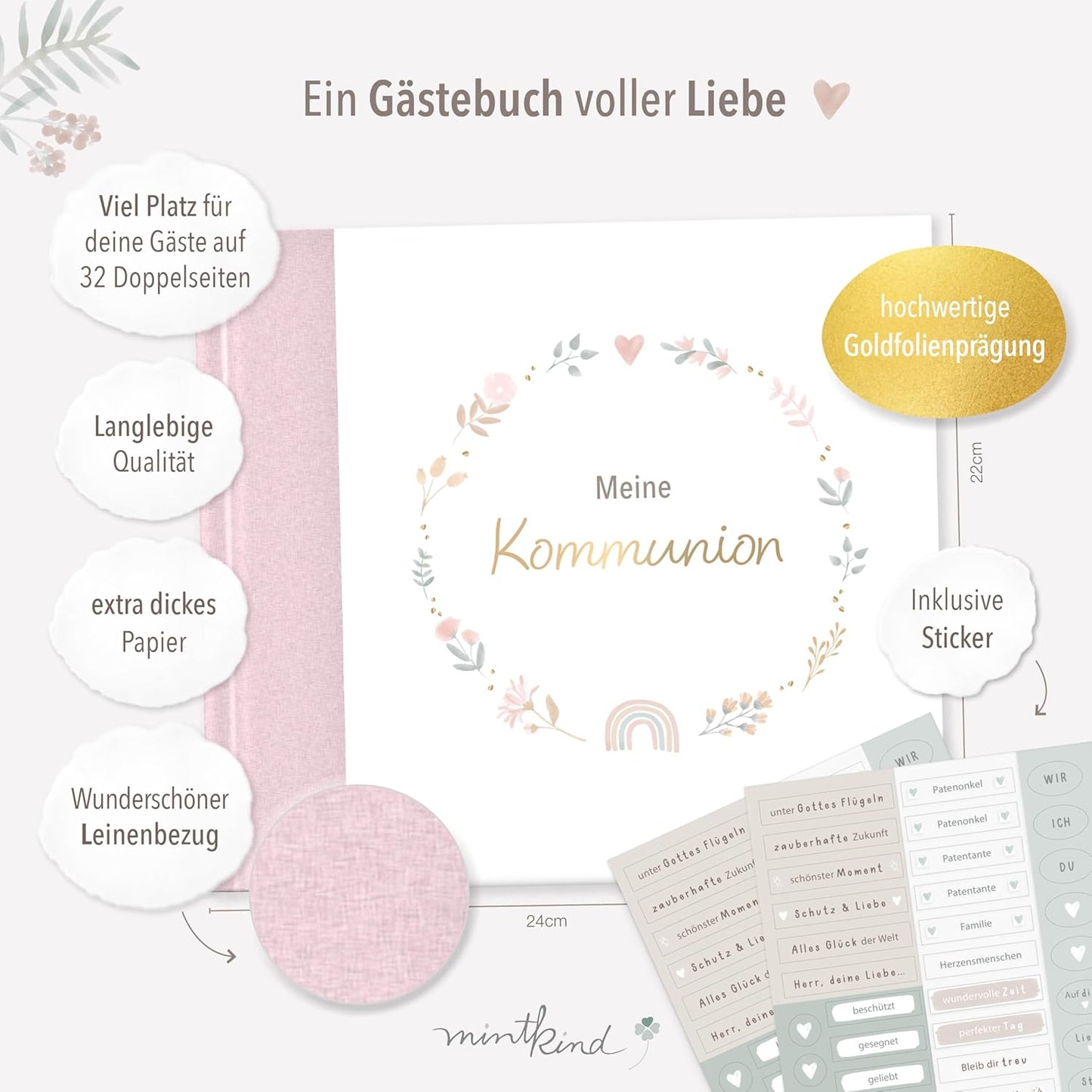 Kommunion Gästebuch, Rosa