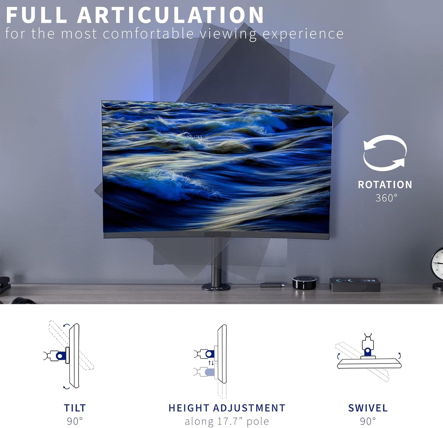 Monitor-Tischhalterung neigbar für 13-38 Zoll Bildschirme, 13" to 38" screens