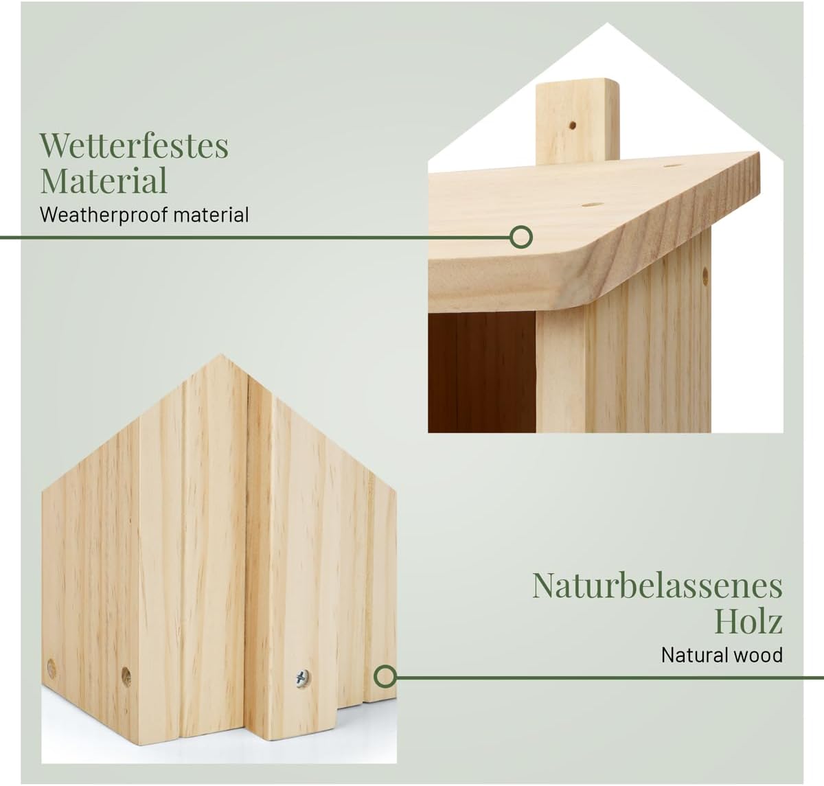 Nistkasten Halbhöhle aus Massiv-Holz (wetterfest), Rotschwänzchen Halbhöhle