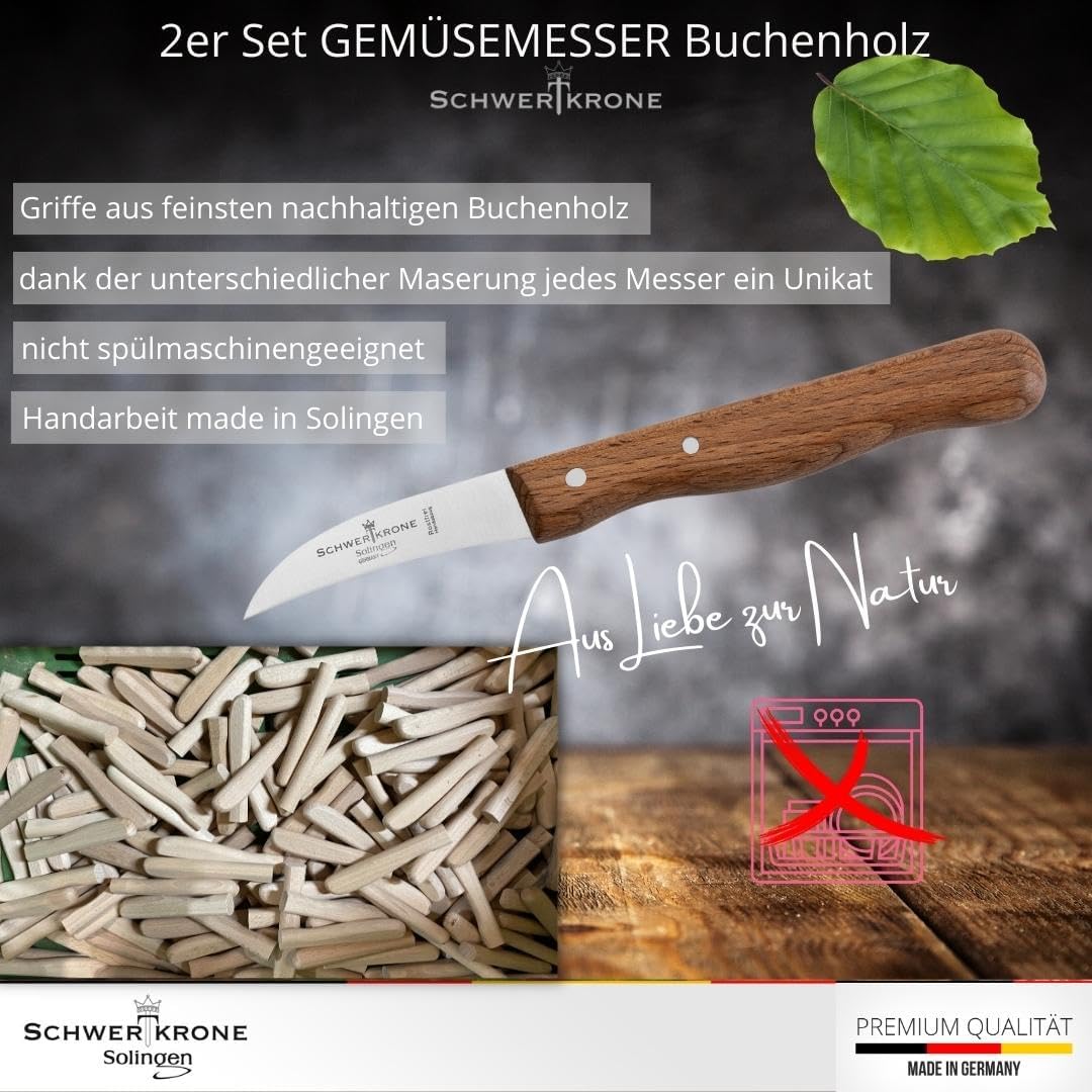 2er-Set Gemüsemesser, 2 2,5" gebogen