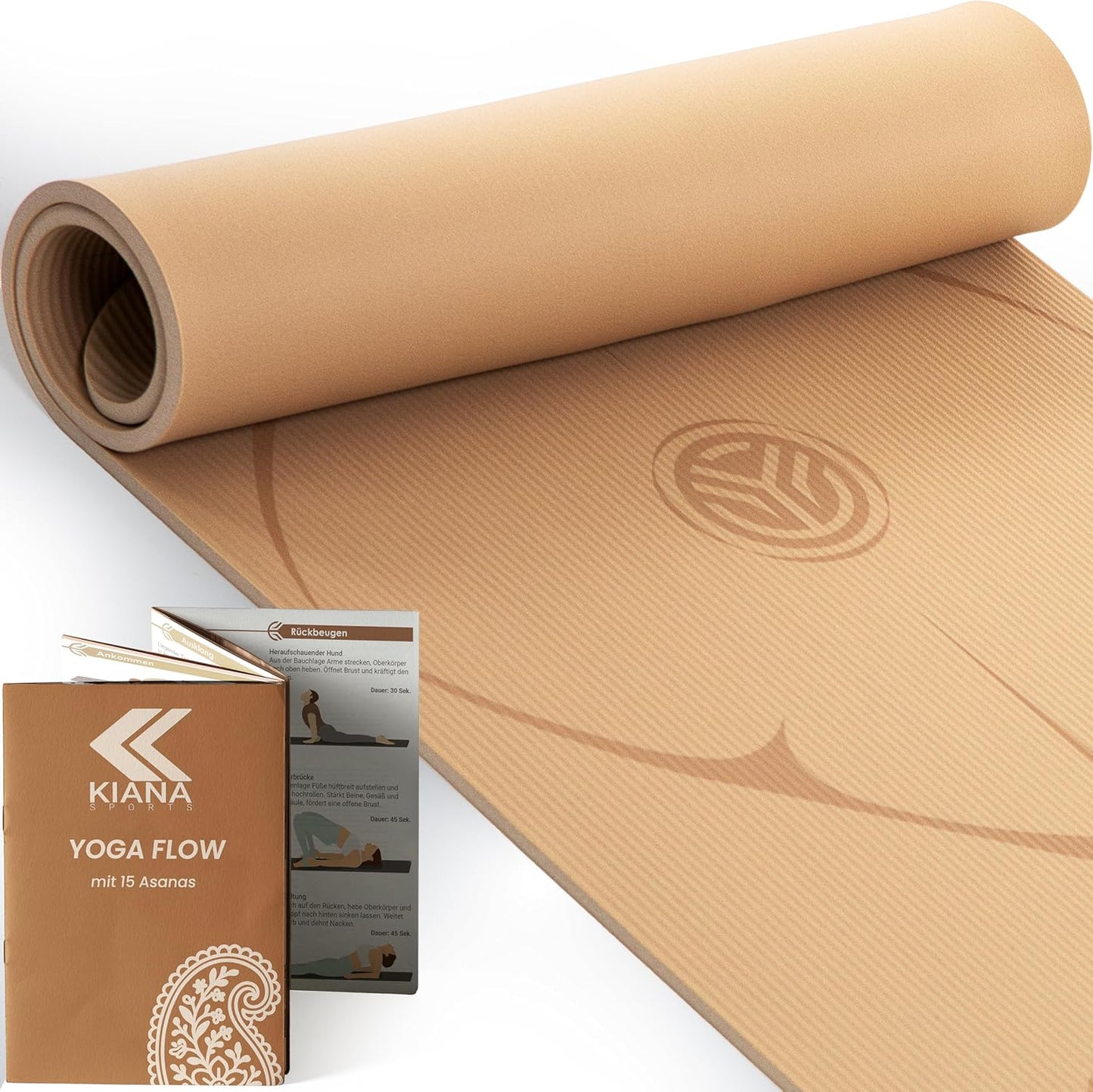 Rutschfeste Yogamatte, Dünn (1,0 cm) Braun