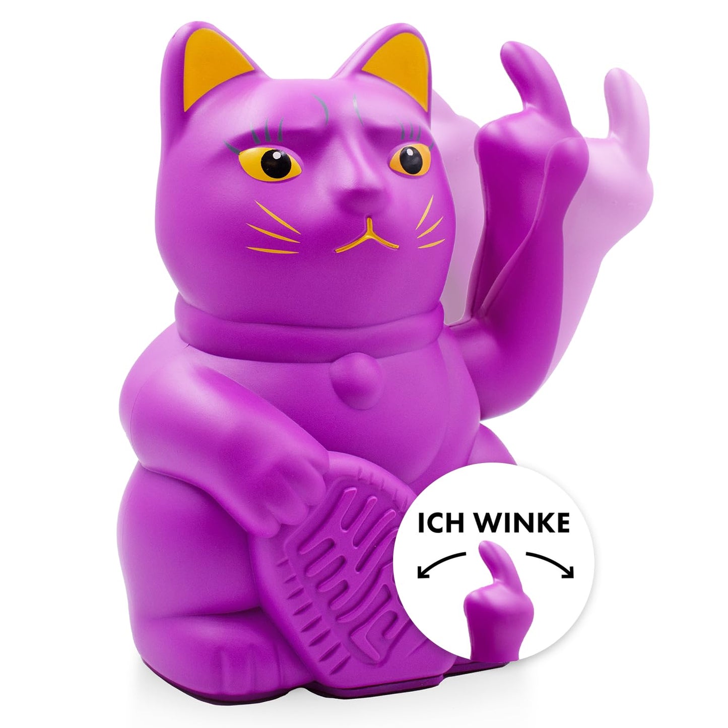 Winkekatze mit Mittelfinger, Lila