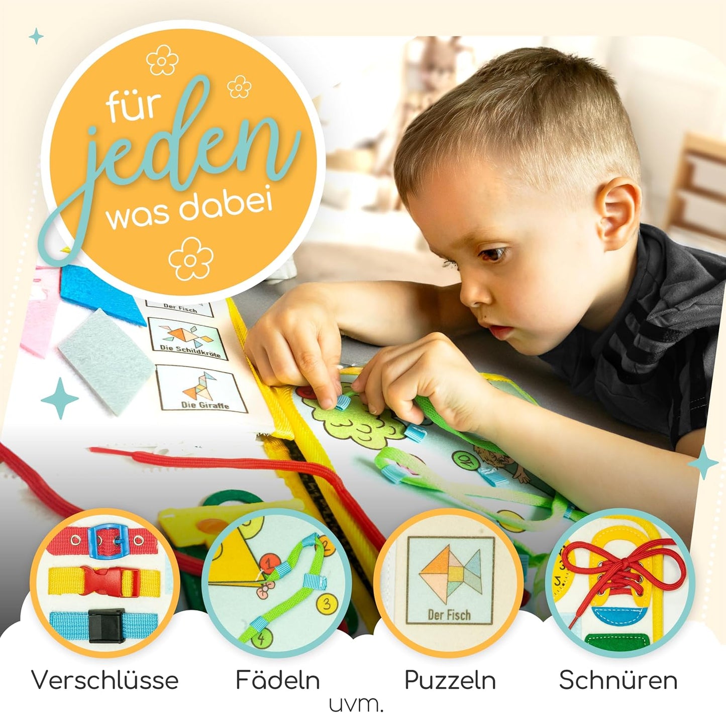 Busy Board Activity Buch für Kleinkinder, Alpaka