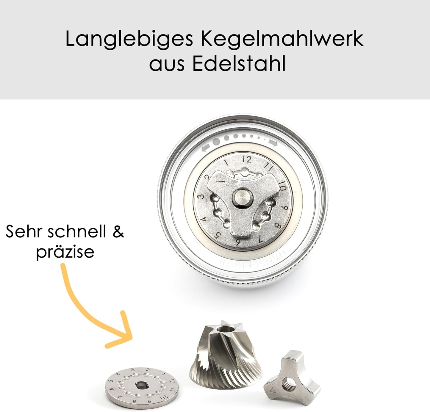 Manuelle Kaffeemühle, Silber Matt