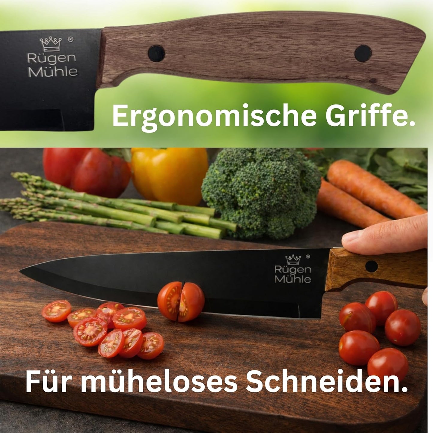 Premium Design 7-teiliges Messerblock-Set, Schwarz und Braun
