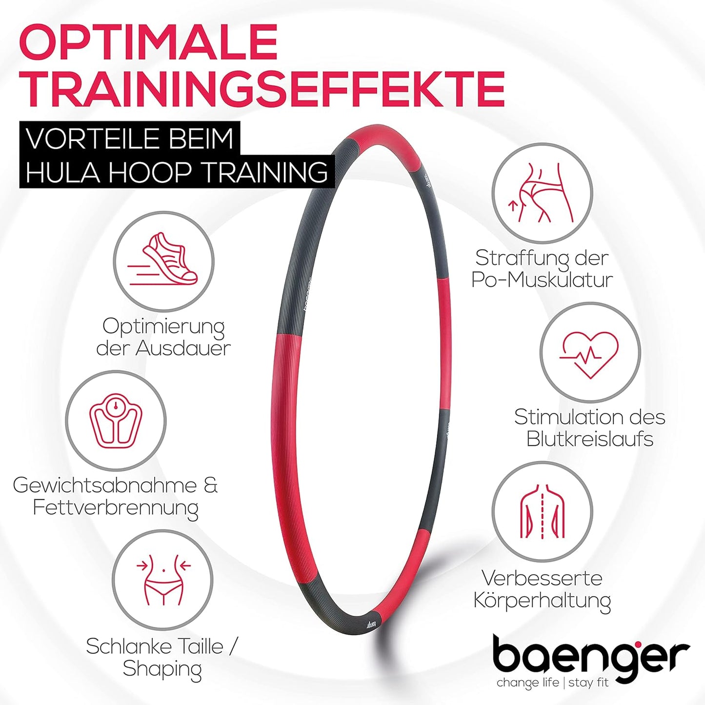 Hula Hoop Reifen Erwachsene Edelstahlkern (8 Segmente)
