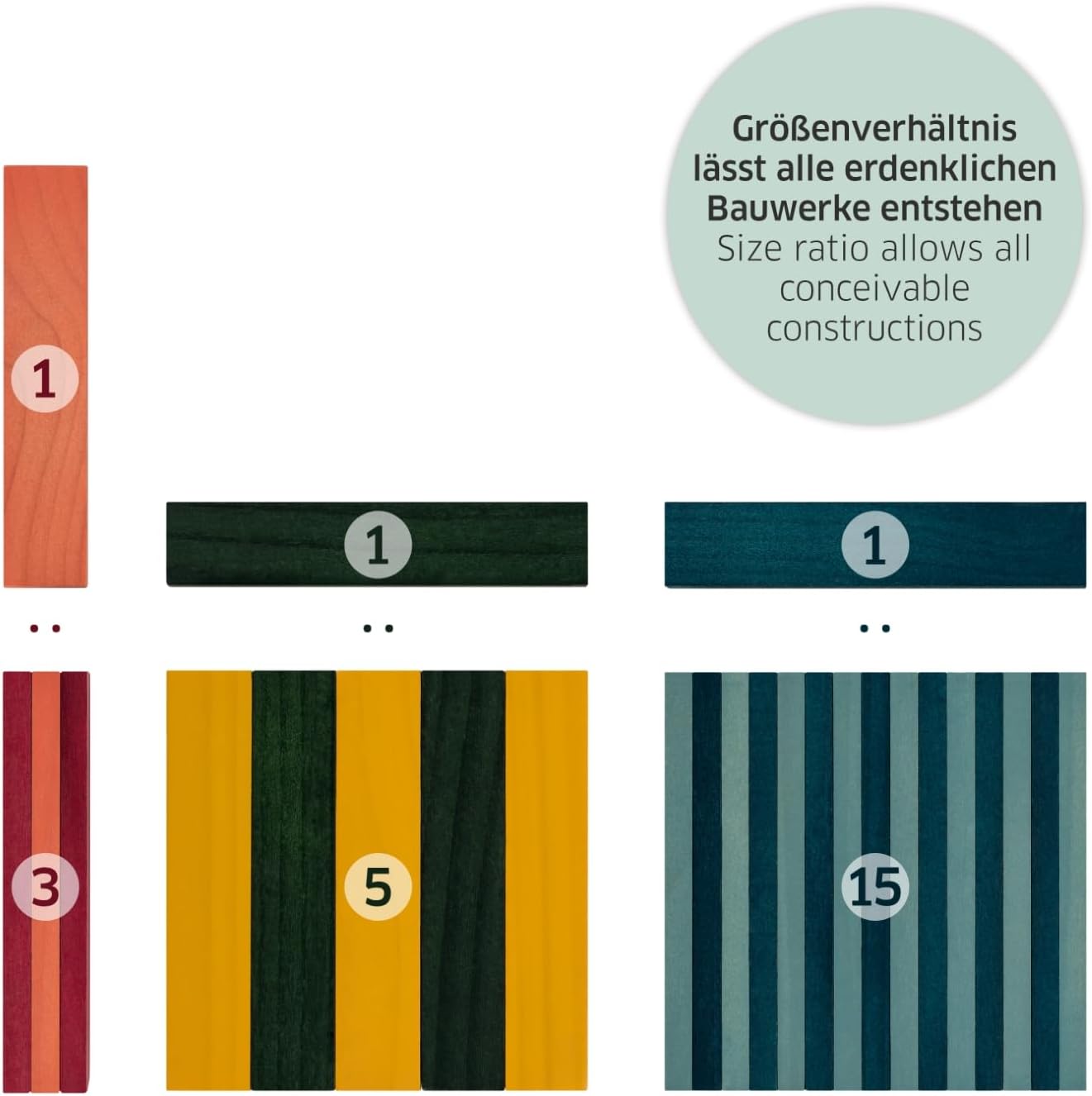 Holzbausteine-Set, Bunt 90 Steine