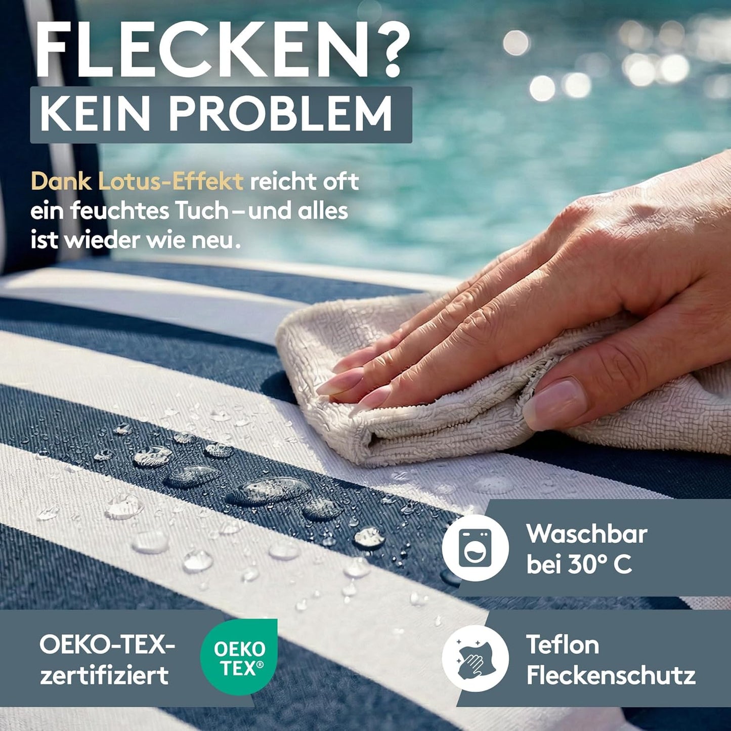 Gepolstertes Liegenauflage, Blockstreifen Blau 1