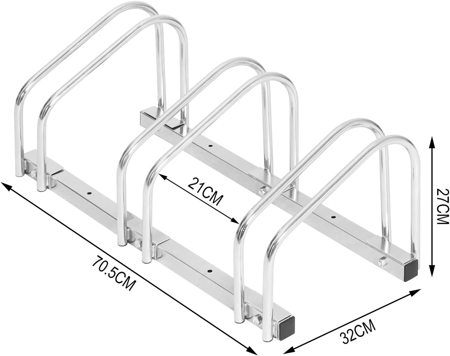 Veloständer für 3 Velos, 3 Fahrräder Silber
