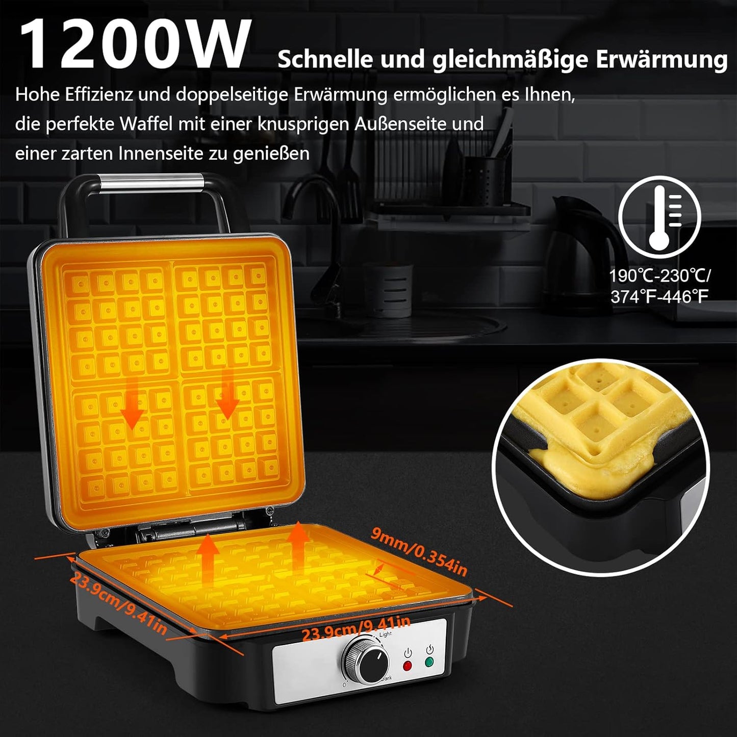 Belgisches Waffeleisen ‎SW-2130M mit Antihaftbeschichtung