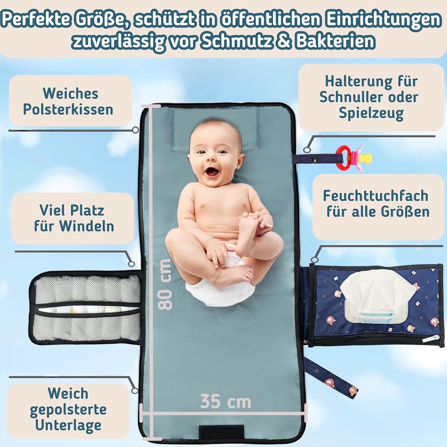 Wickelunterlage mit Windeltasche, BROWNBEAR