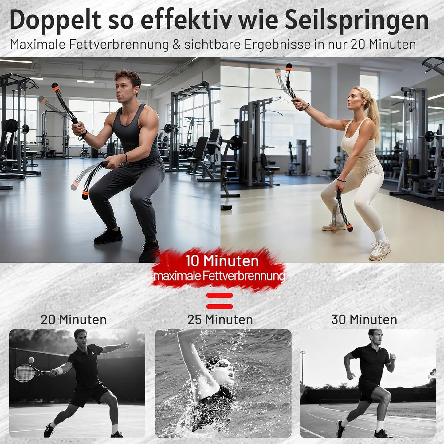 Battle Rope mit variablem Widerstand, Schwarz