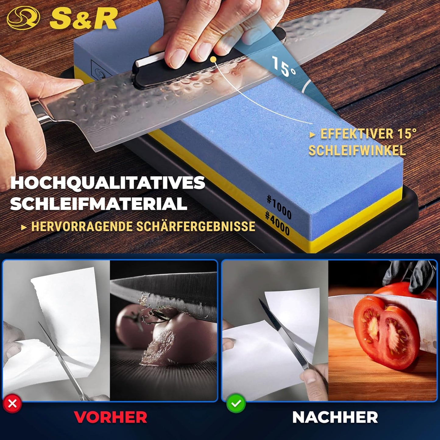 Messerschleifstein Set, 5. Set mit Körnung 1000/4000
