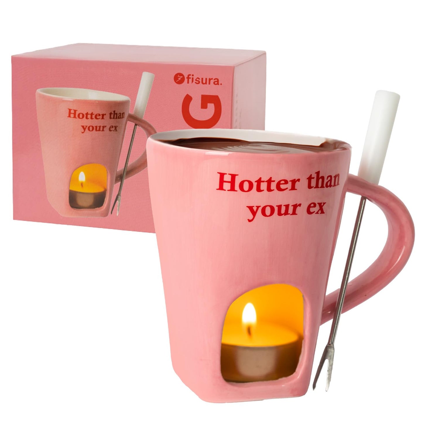 Fondue-Tasse für Schokolade und Käse, Hotter, Rosa