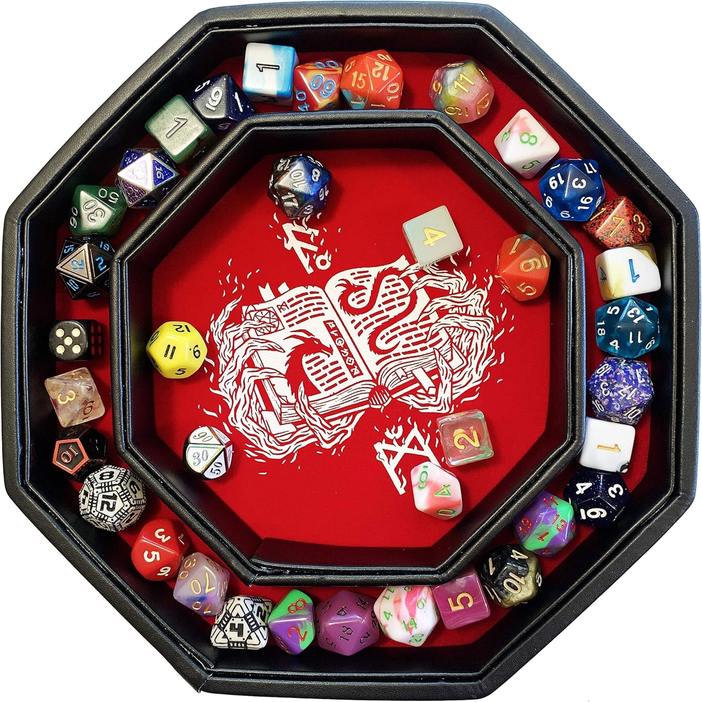 Fire Dragon Würfelschale mit Deckel und Hexenbuchmotiv, Red Wiz