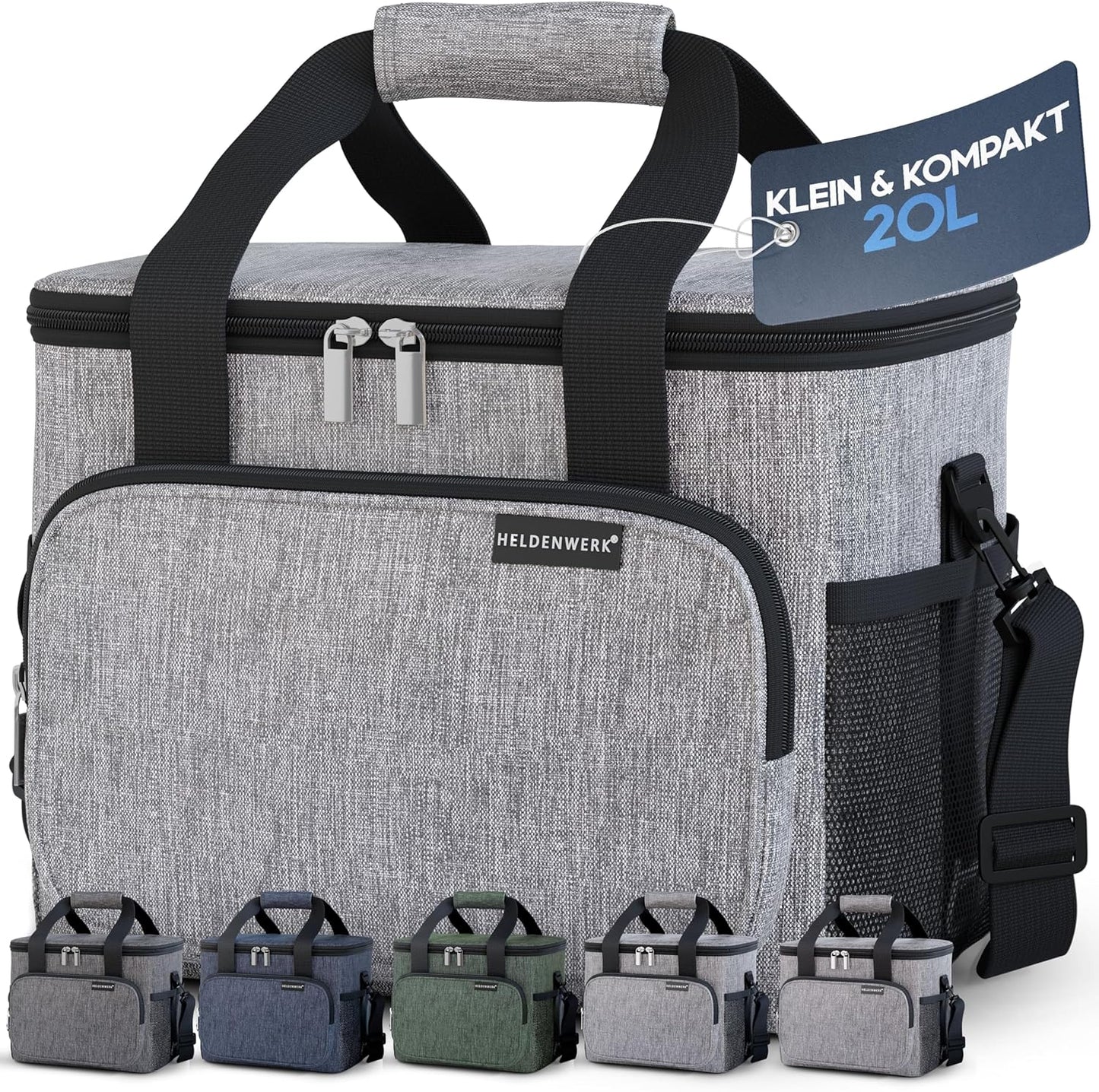 Faltbare Isoliertasche 20L, auslaufsicher & wasserdicht, Grau 20L