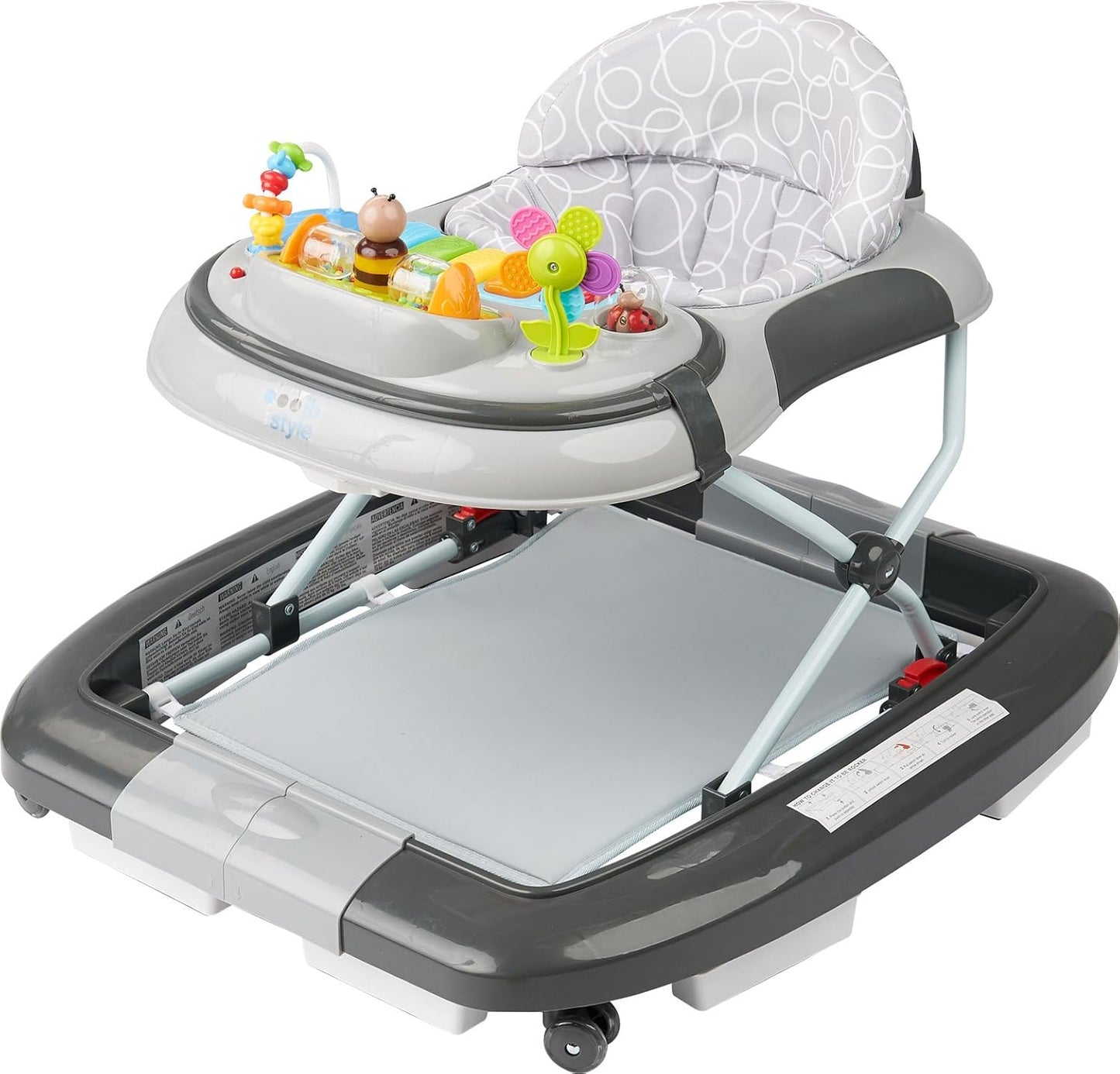 5in1 Lauflernwagen "Little World" mit Schaukelfunktion, Licht & Melodie, Grau