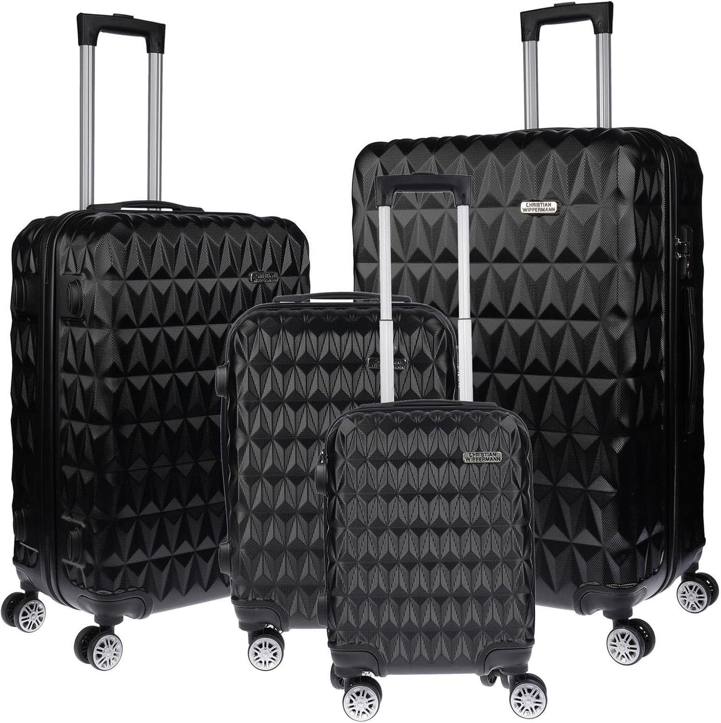 4-teiliges Koffer-Set mit Hartschale, Schwarz-4er-set