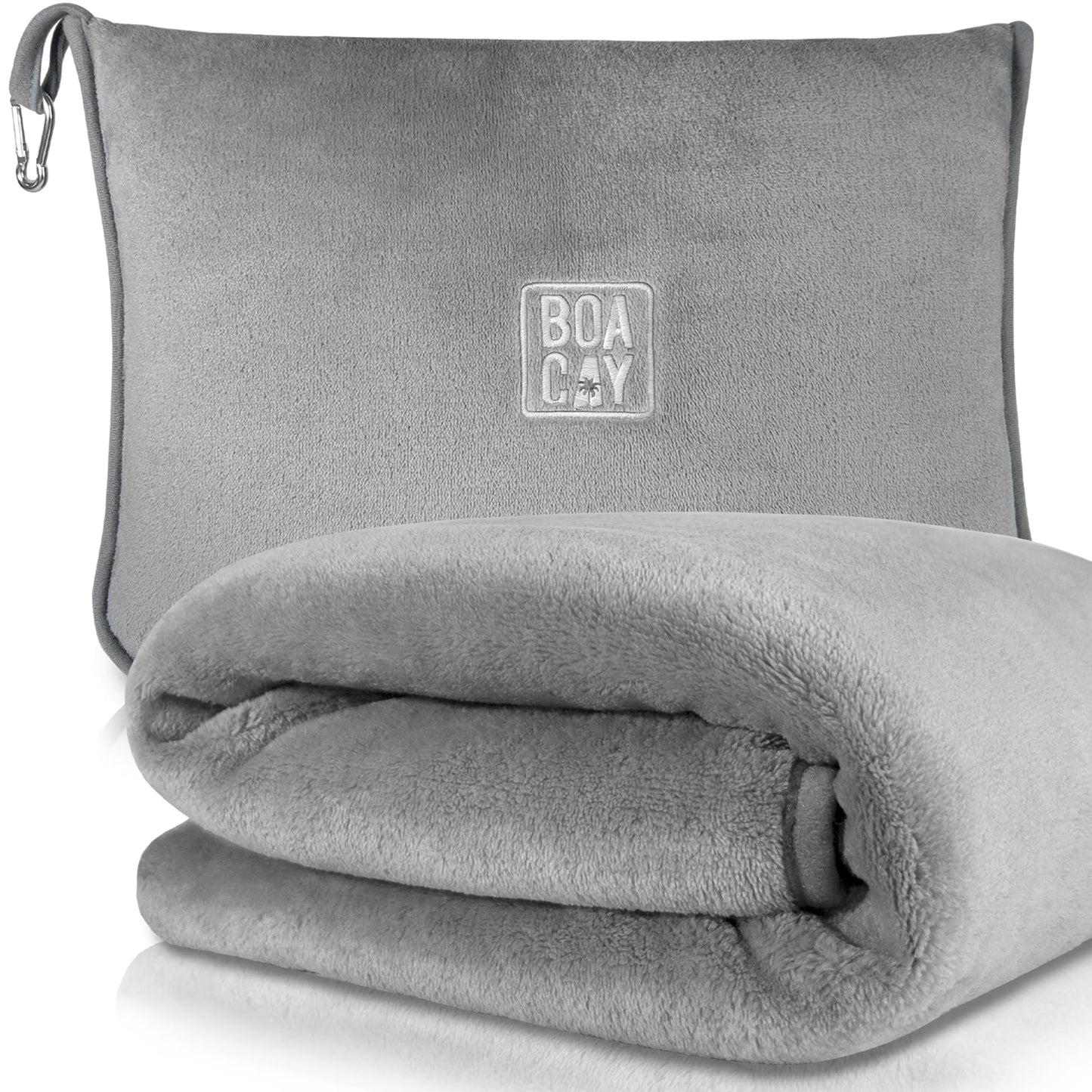 2-in-1 Reisedecke mit Rucksackclip, Grau