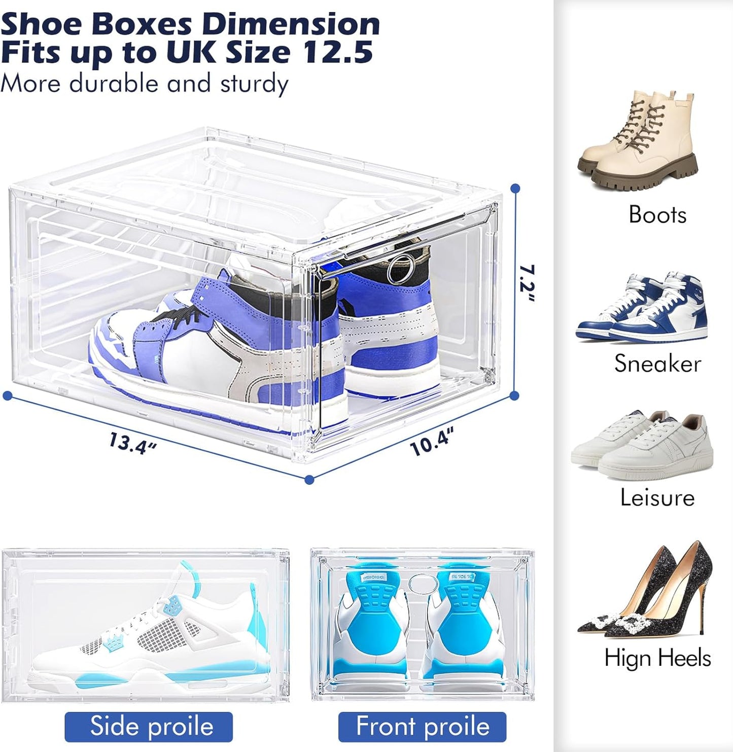 6er-Set Stapelbare Schuhboxen, 6 Stück Weiß