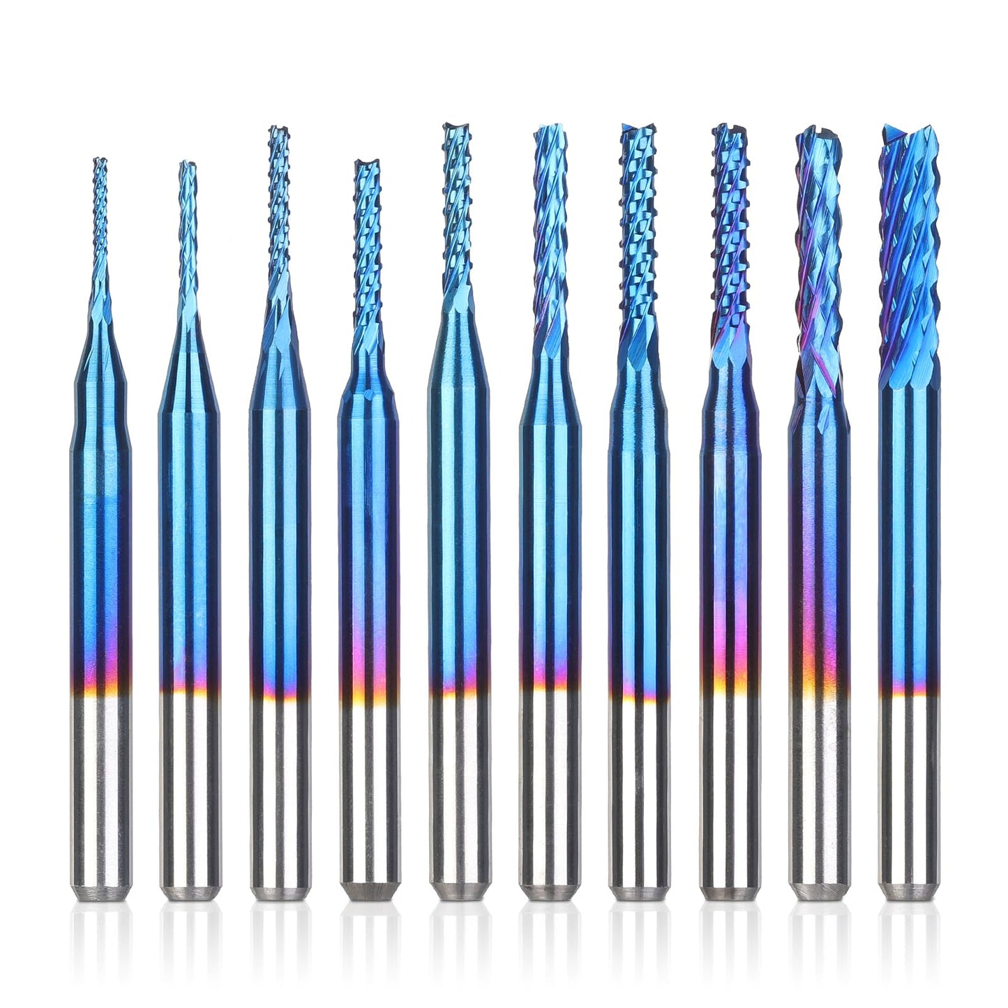 Nano Blue Coat Schaftfräser, 10-teilig, 0.8-3.0mm, 0.8-3.0mm