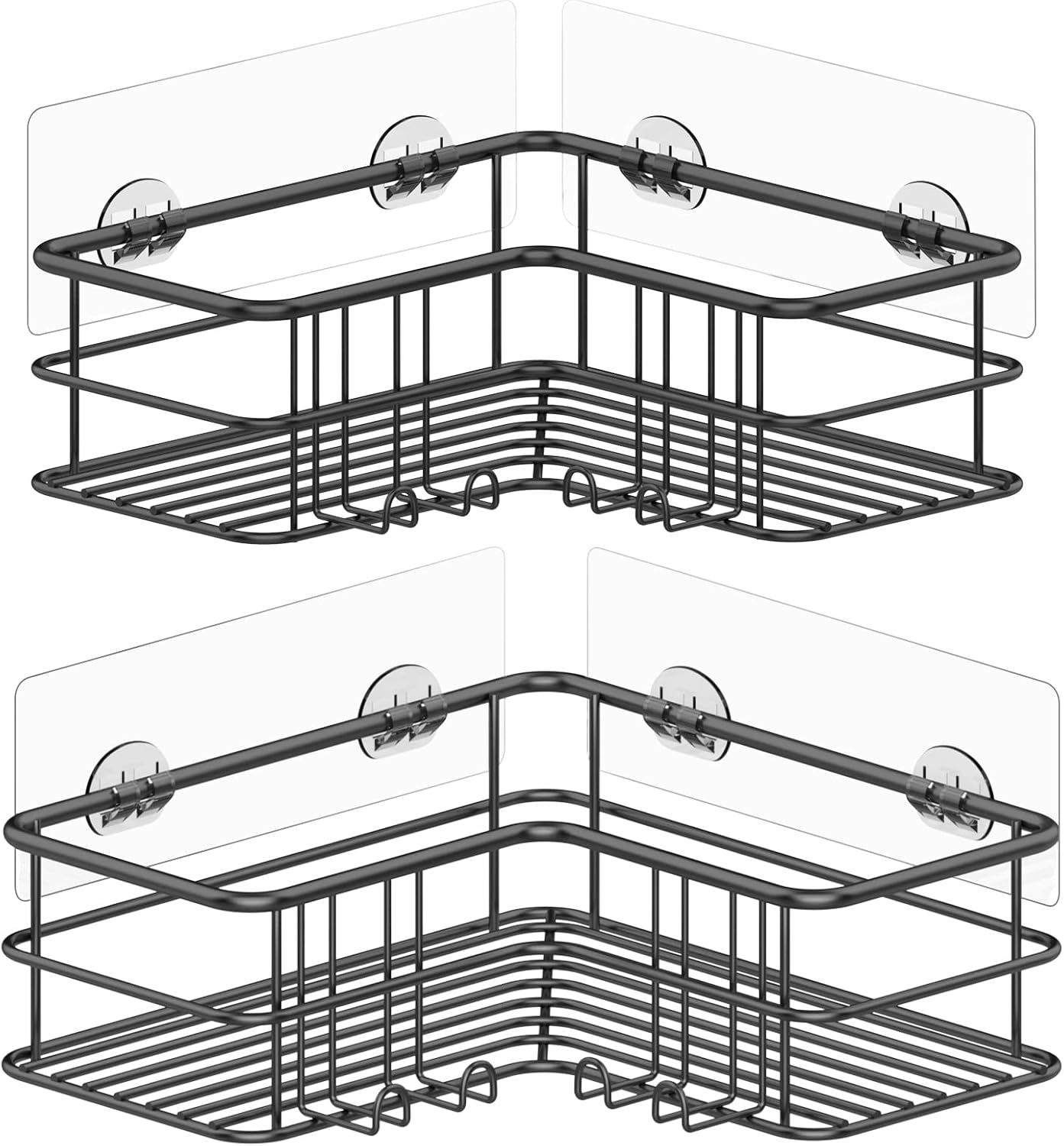 2-teiliges Duschablagen-Set ohne Bohren, Schwarz 2 Packs
